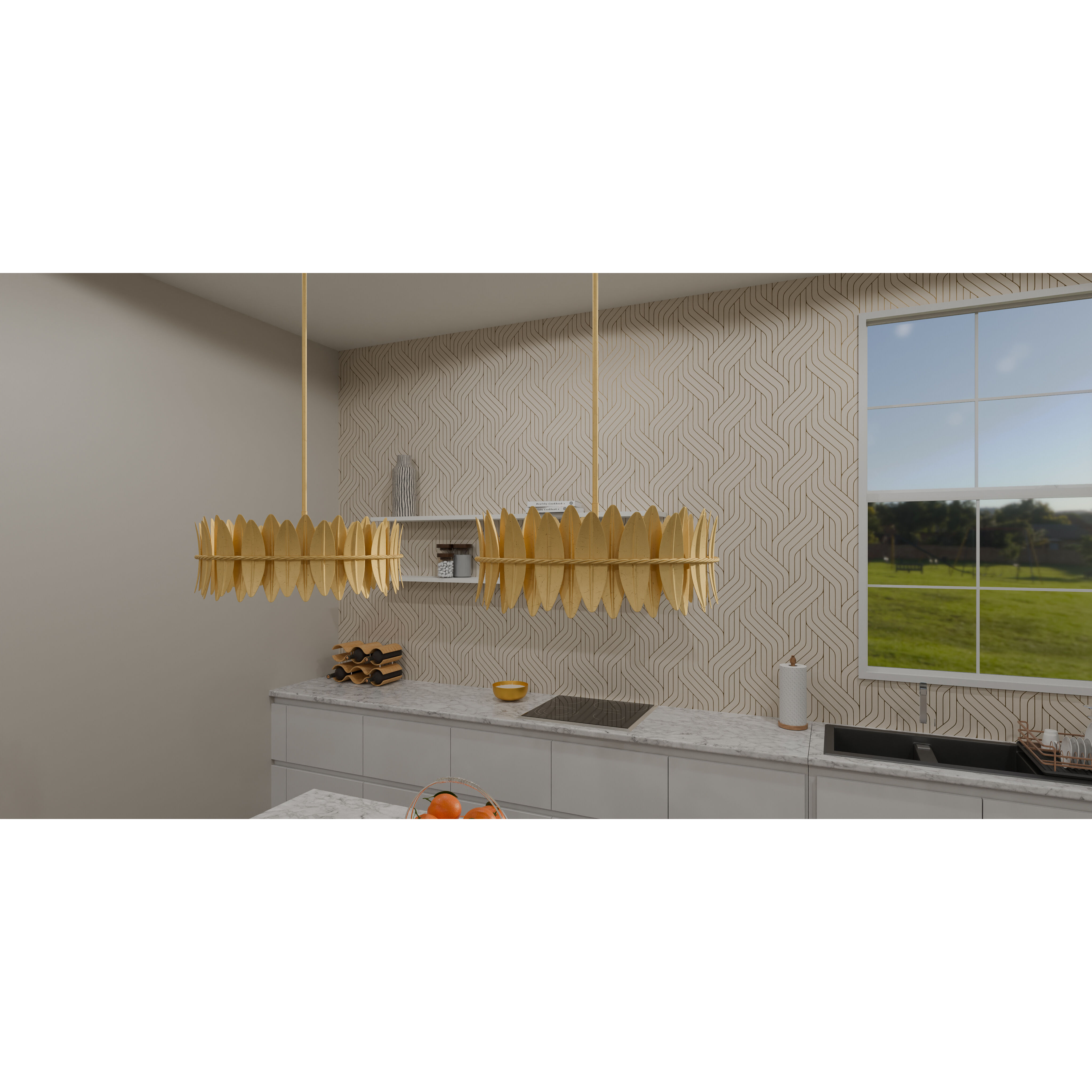 Quoizel Liza 4 Light Pendant Gold Leaf LIZ2820GFL
