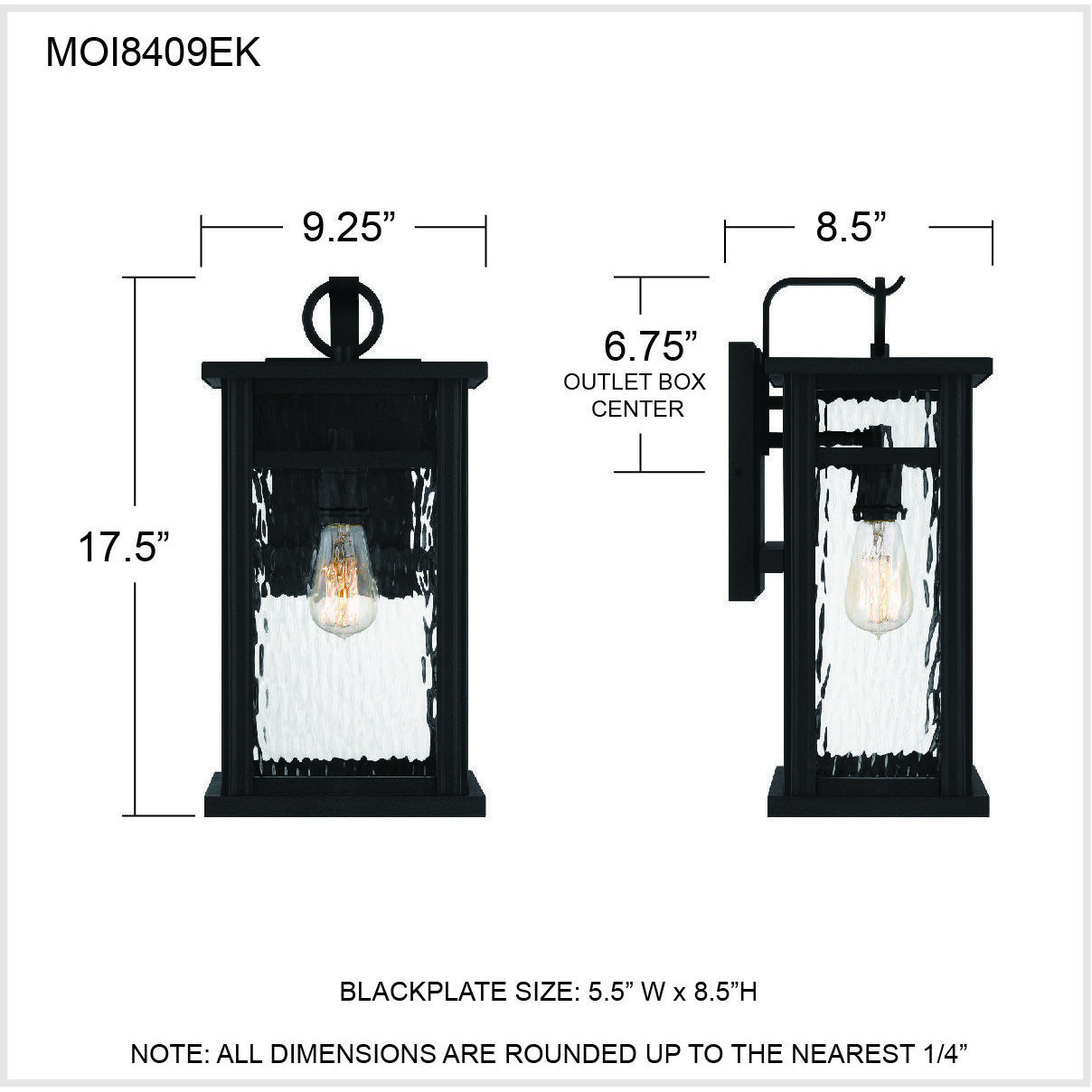 Moira 1 Light 18 inch Earth Black Outdoor Wall Lantern, Large