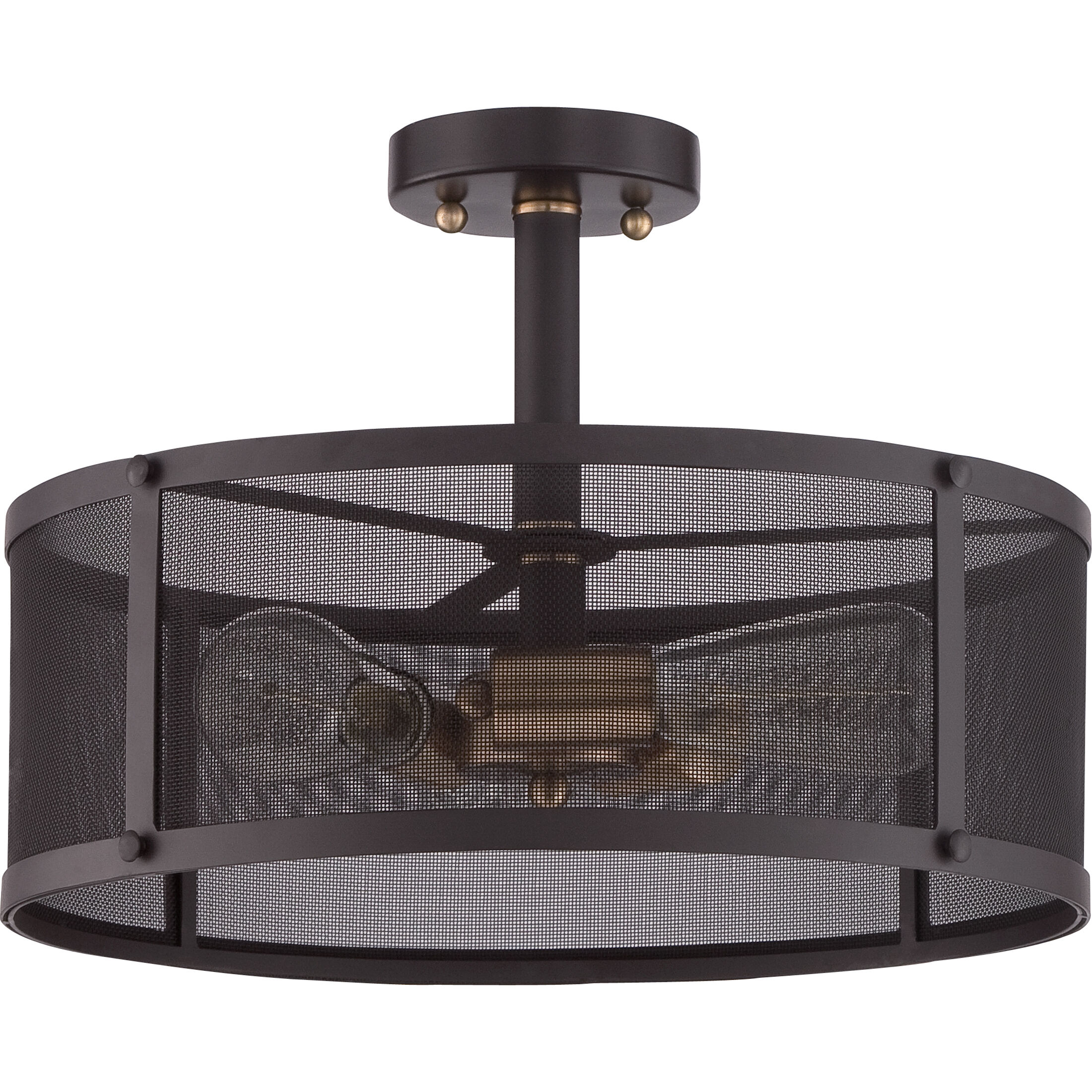 Union Station 3 Light 16 inch Western Bronze Semi-Flush Mount Ceiling Light