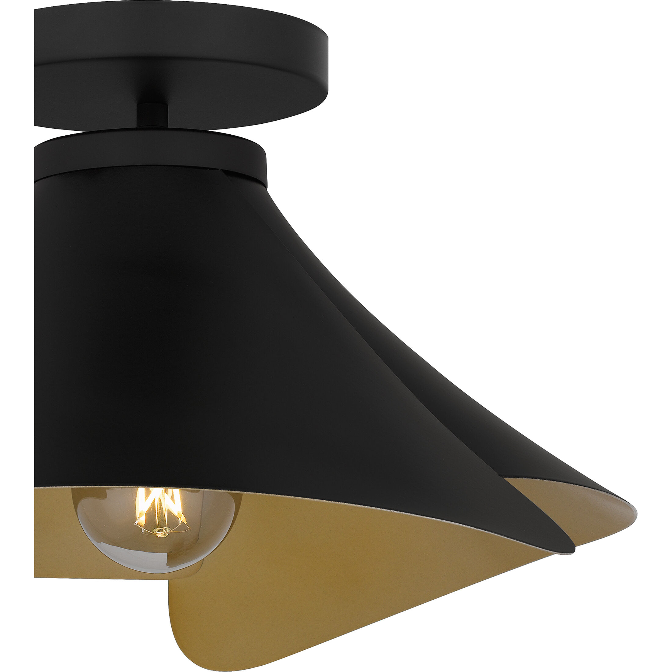 Wisp 1 Light 14.5 inch Matte Black Semi-Flush Mount Ceiling Light, Medium