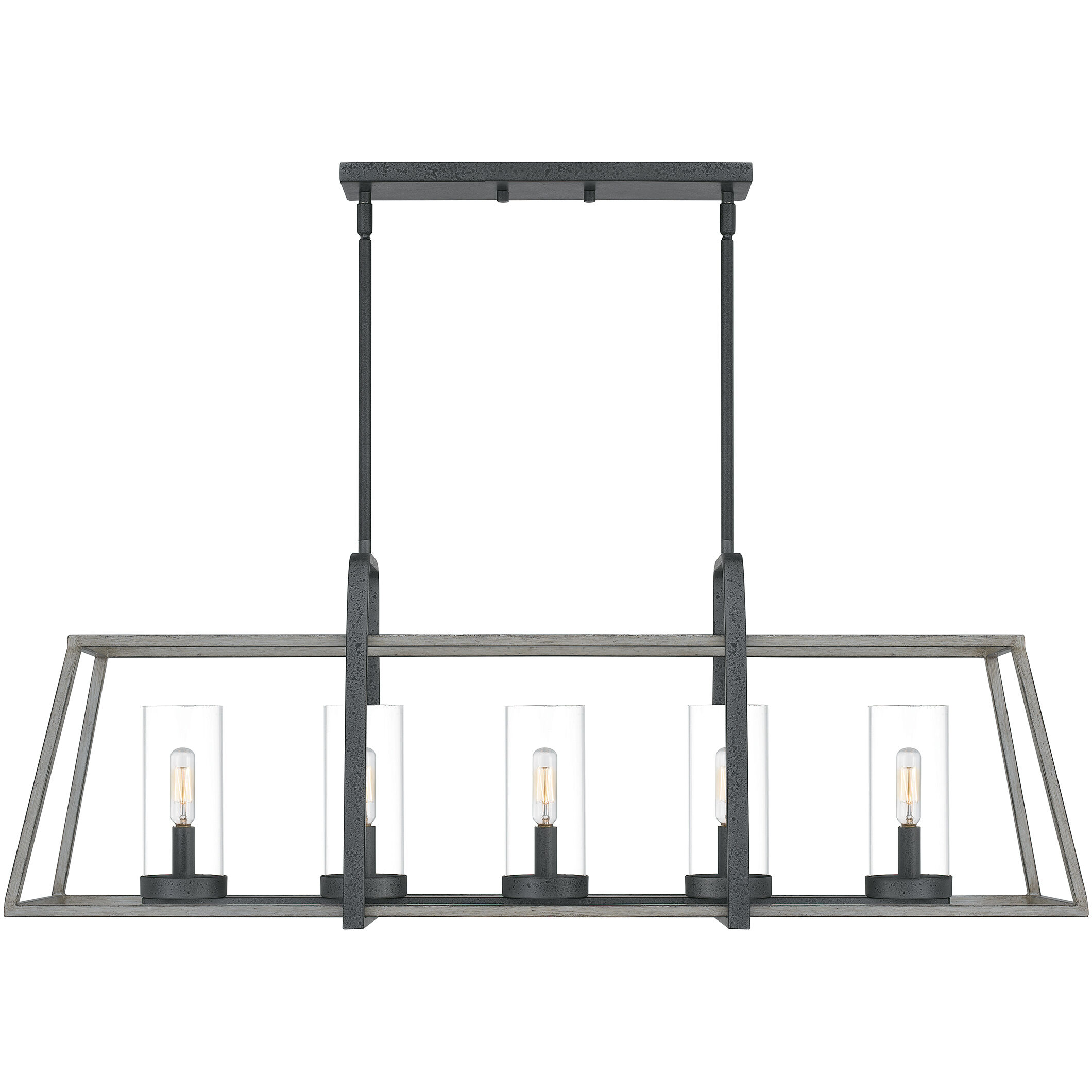 Lincoln 5 Light 40 inch Distressed Iron Linear Chandelier Ceiling Light