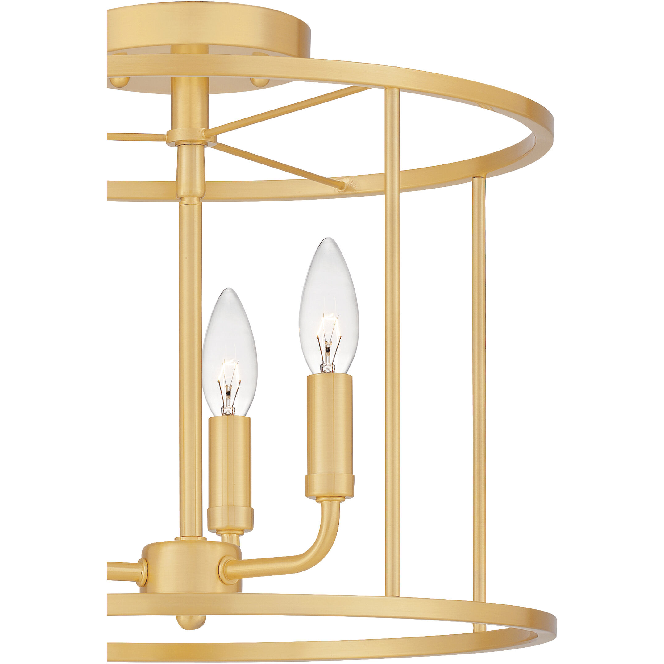 Abner 3 Light 14 inch Aged Brass Semi-Flush Mount Ceiling Light