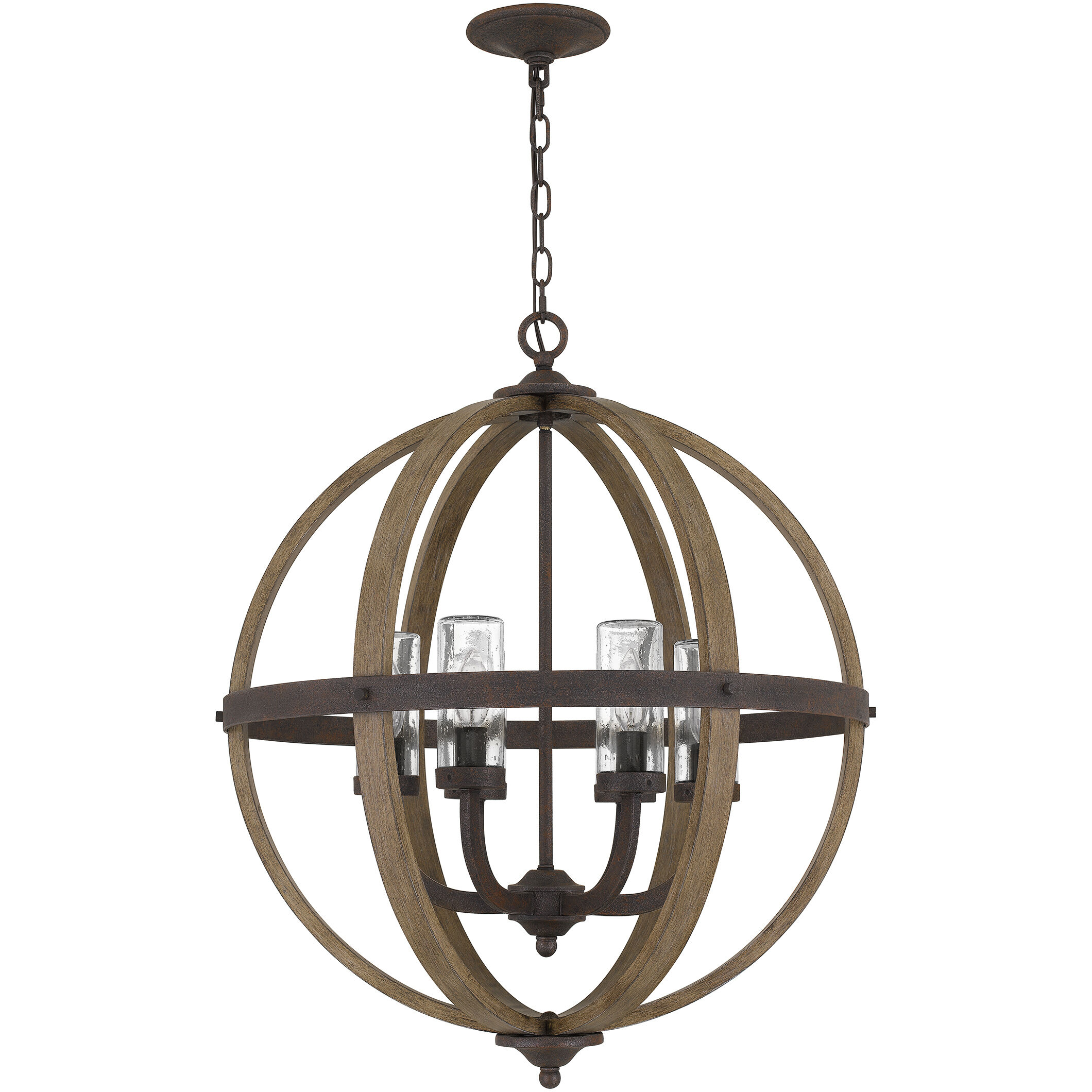 Fusion 6 Light 24.75 inch Rustic Black Pendant Ceiling Light, Outdoor