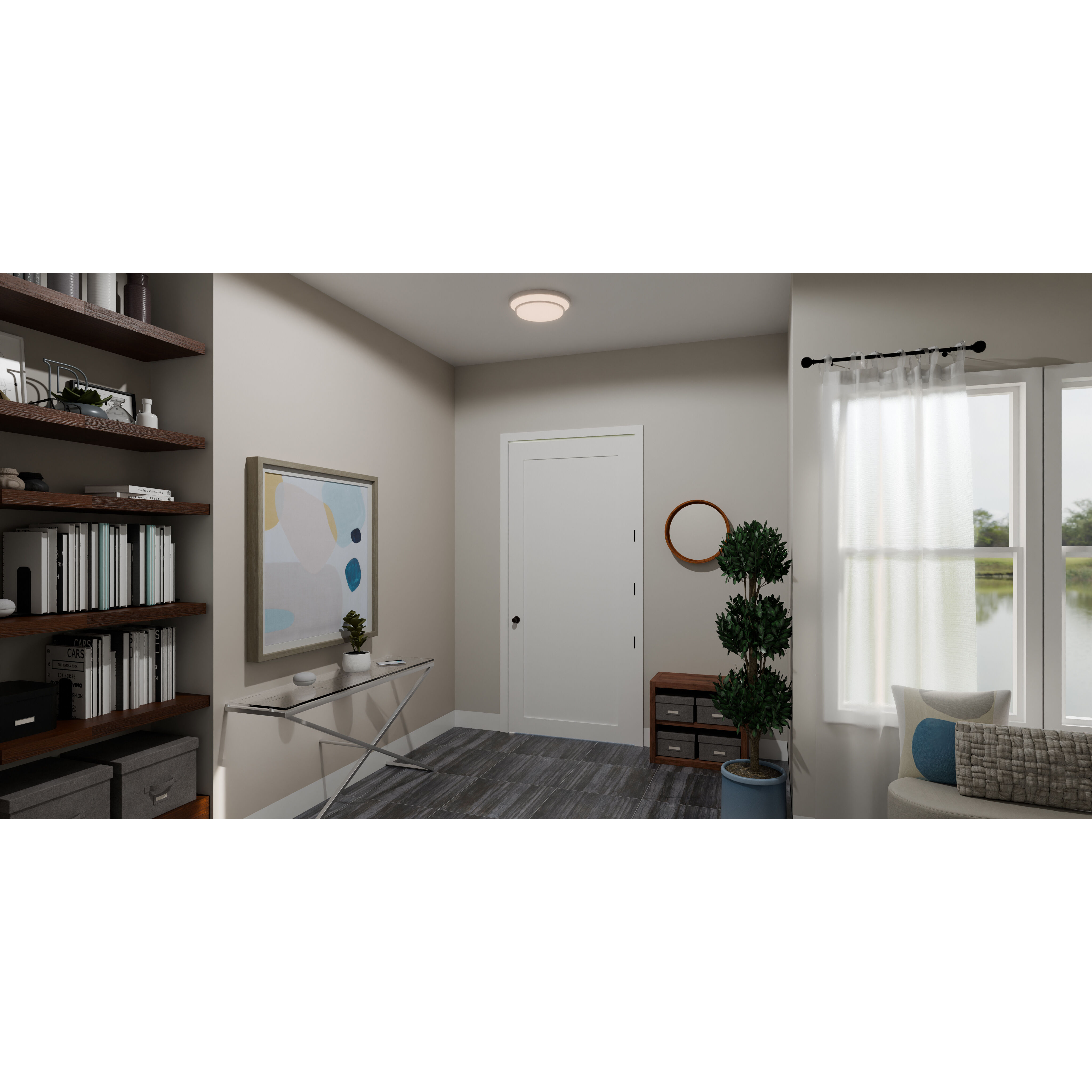 Cromwell 15 inch Brushed Nickel Flush Mount Ceiling Light