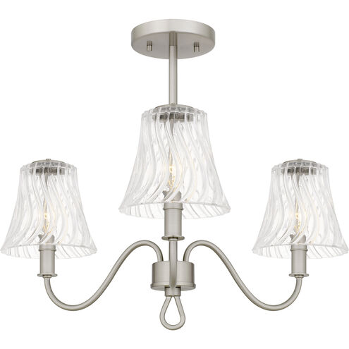 McKinney 3 Light 21.75 inch Brushed Nickel Semi-Flush Mount Ceiling Light, Extra Large