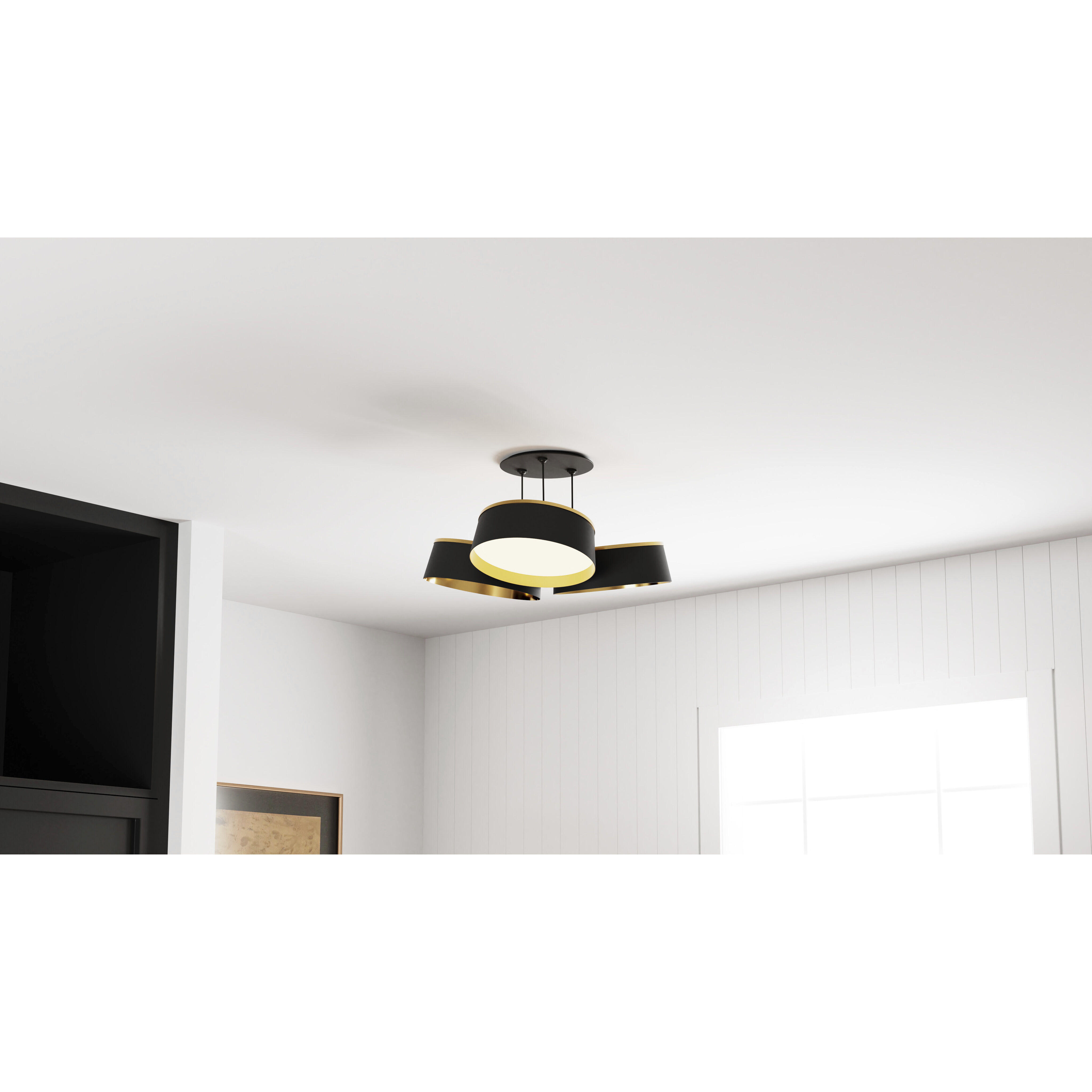 Byrnes LED 19 inch Matte Black Semi-Flush Mount Ceiling Light, Large