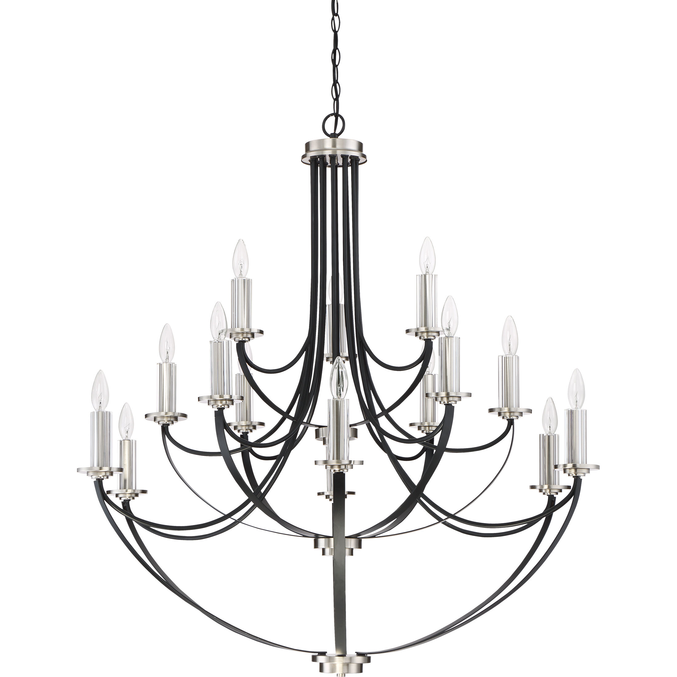 Alana 15 Light 41 inch Mystic Black Chandelier Ceiling Light, Three Tier