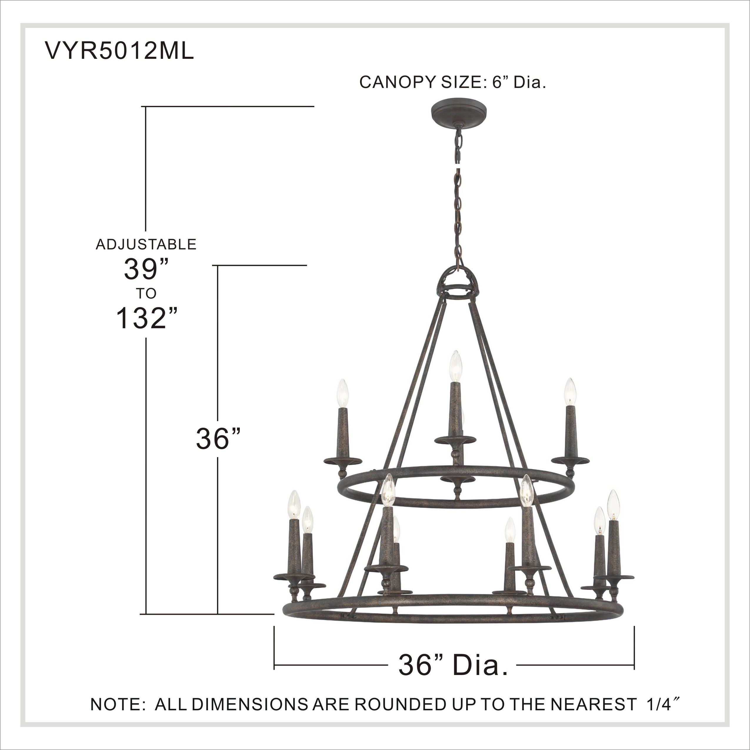 Voyager 12 Light 36 inch Malaga Foyer Chandelier Ceiling Light