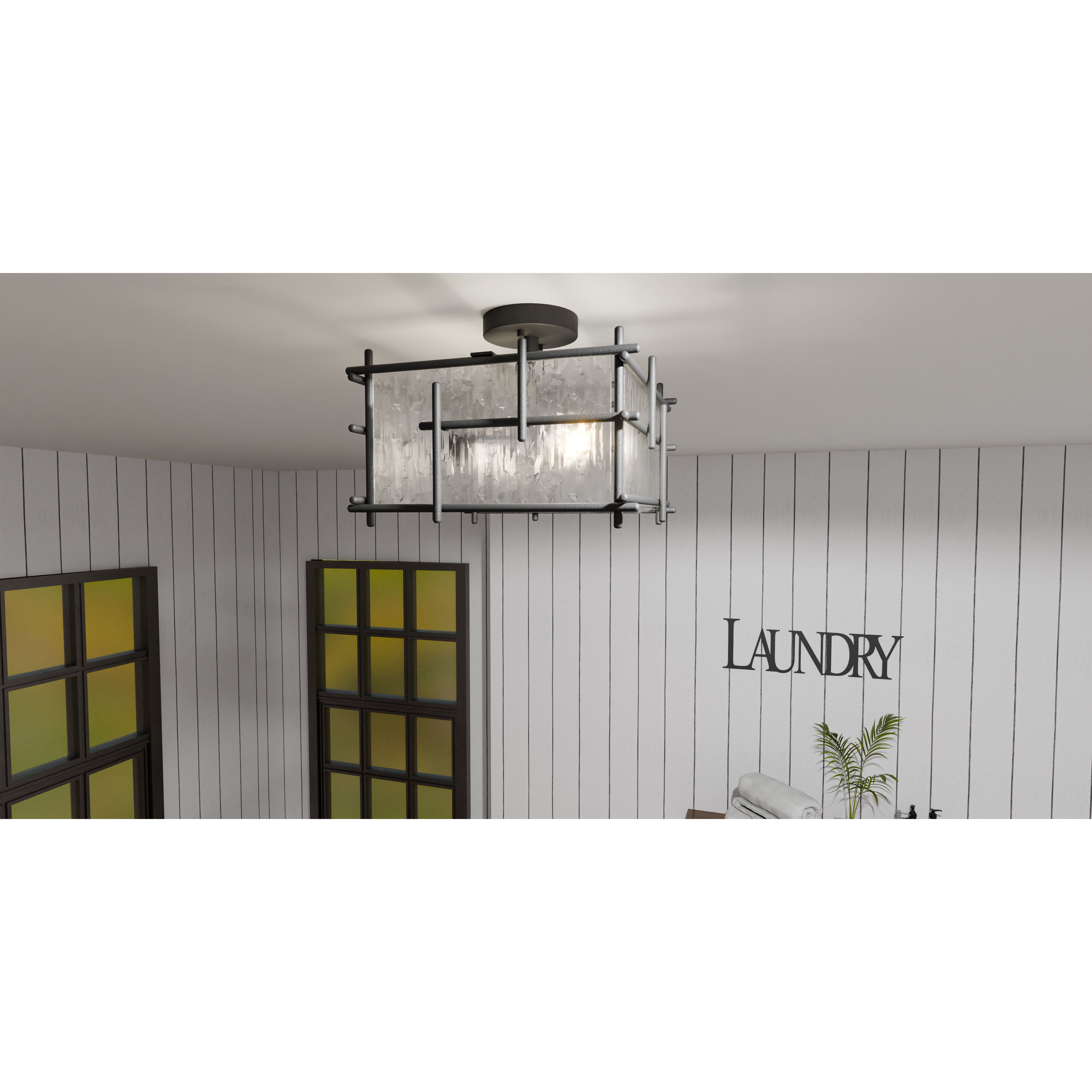 Daphne 2 Light 13 inch Matte Black Semi-Flush Mount Ceiling Light