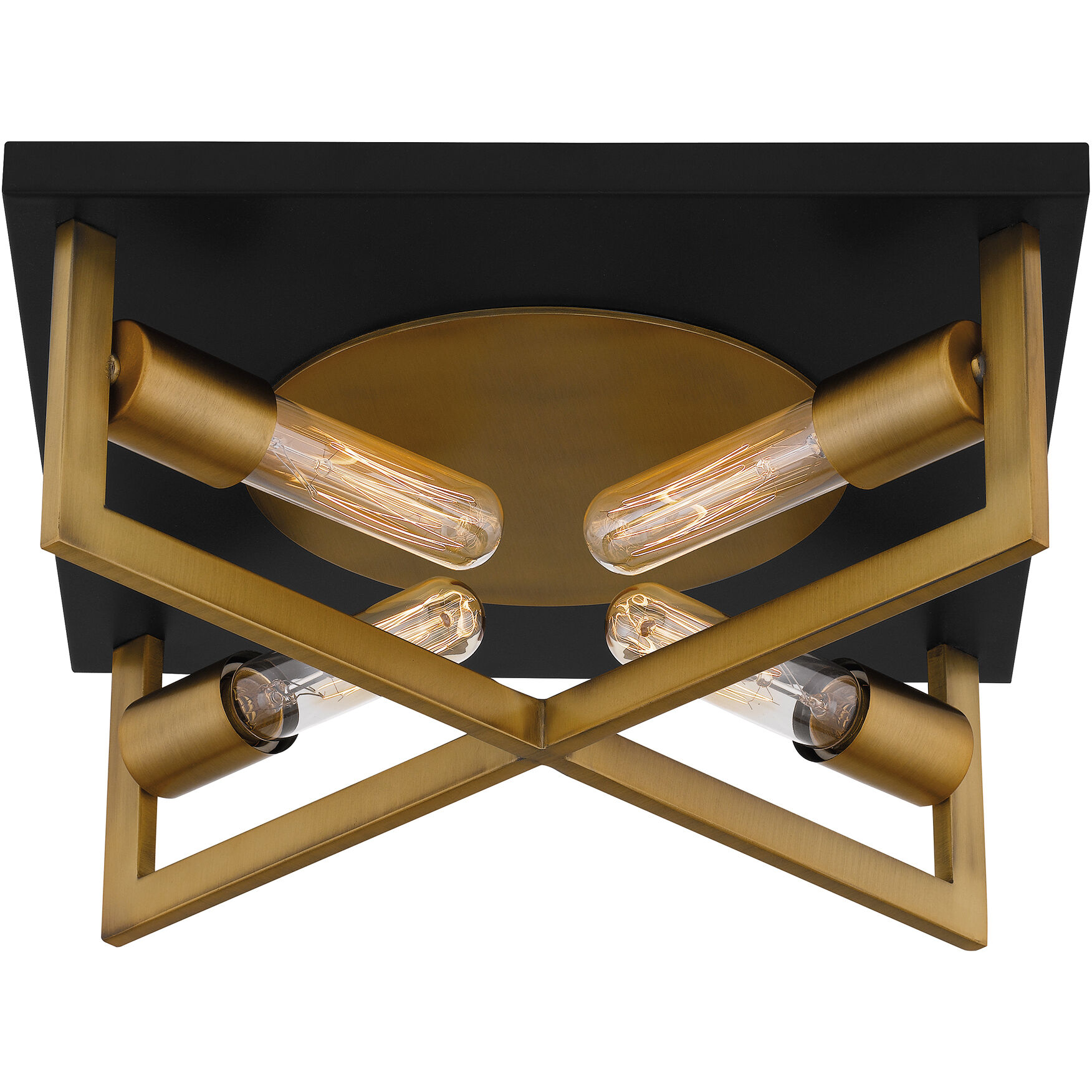 Brunson 4 Light 14 inch Aged Brass Flush Mount Ceiling Light