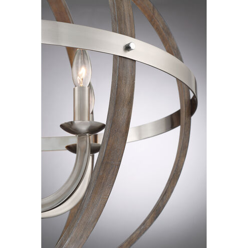 Fusion 6 Light 25 inch Brushed Nickel Foyer Piece Ceiling Light, Naturals