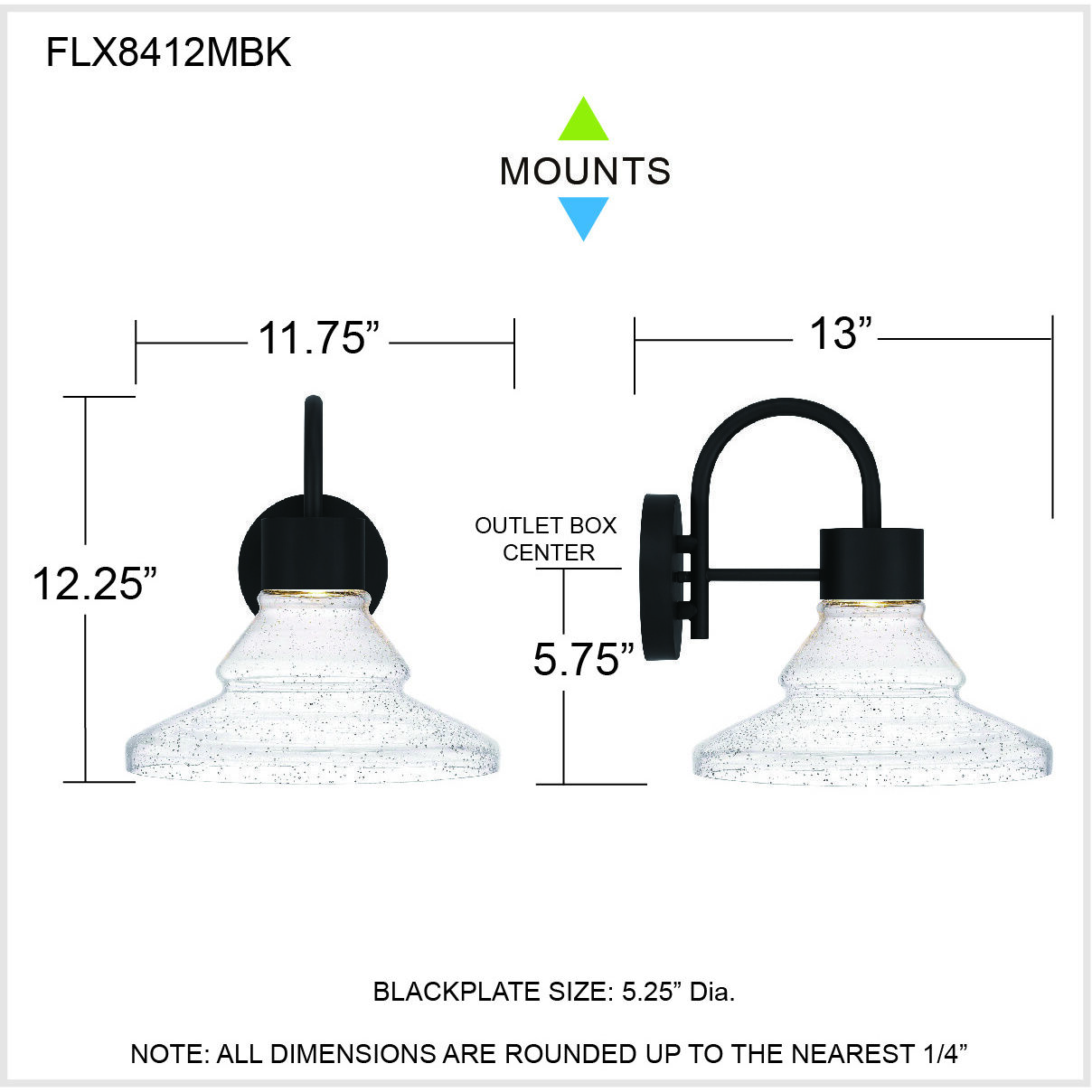 Felix LED 12 inch Matte Black Outdoor Wall Lantern