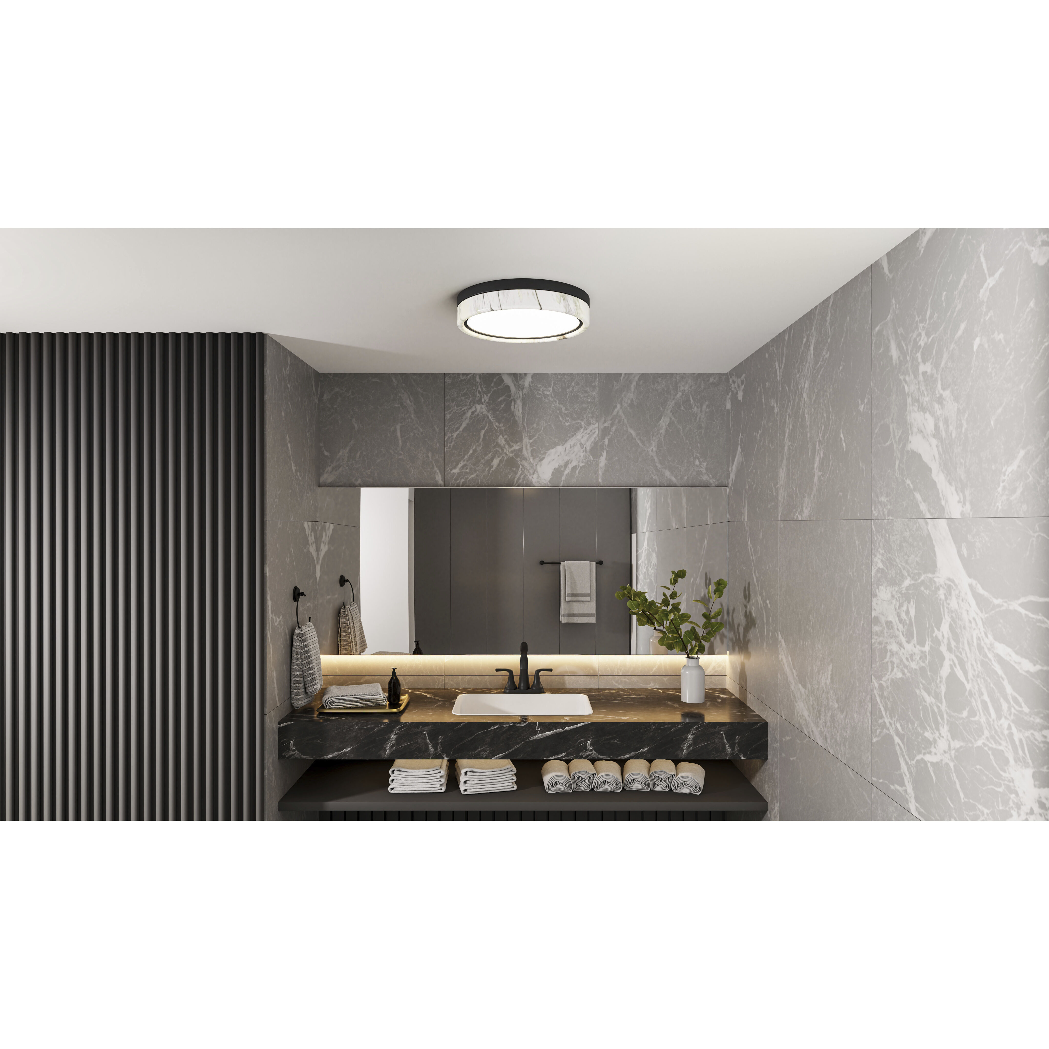 Gasper LED 16 inch Matte Black Flush Mount Ceiling Light, Medium