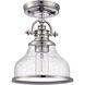Grant 1 Light 8 inch Brushed Nickel Semi-Flush Mount Ceiling Light