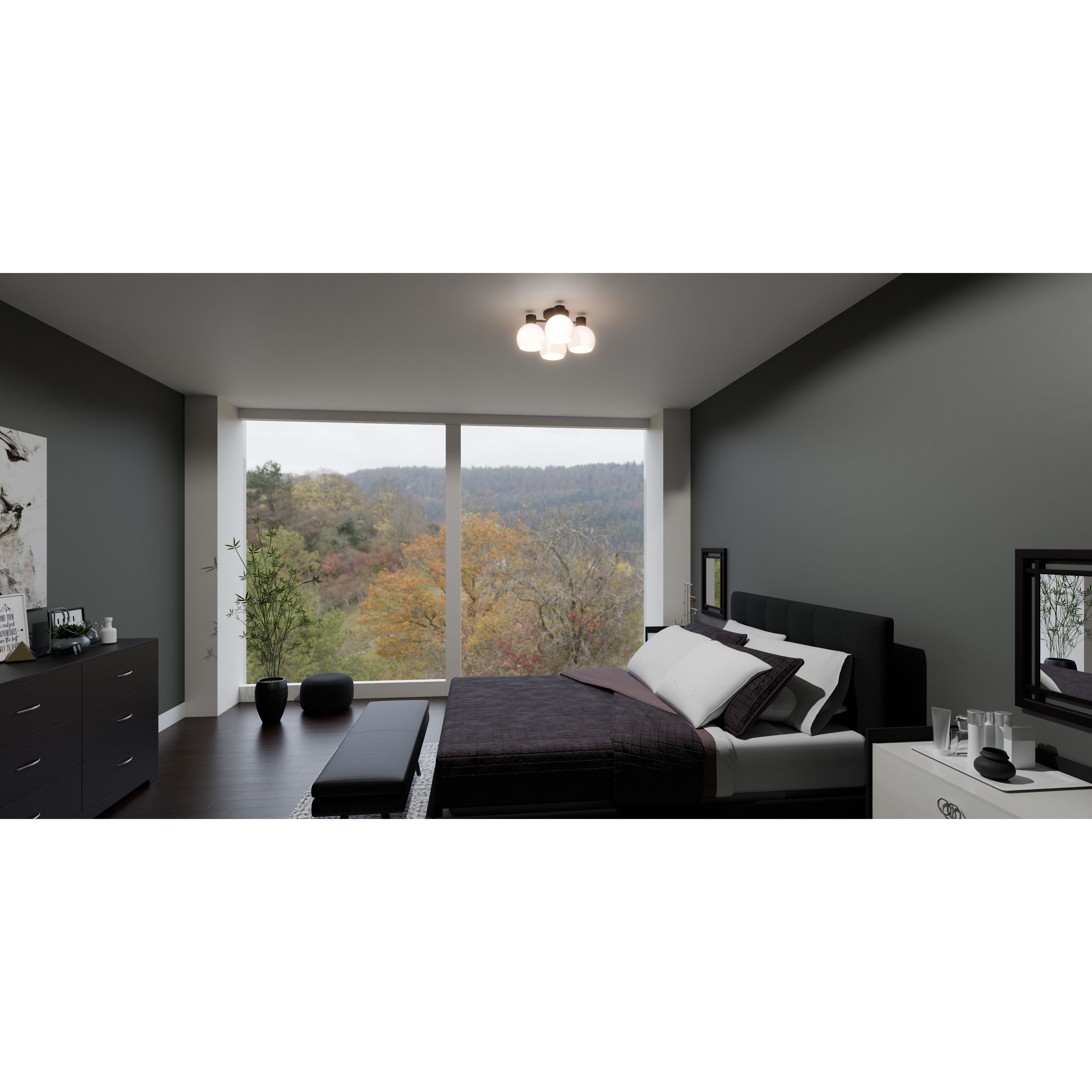 Donahue 4 Light 18 inch Matte Black Semi-Flush Mount Ceiling Light