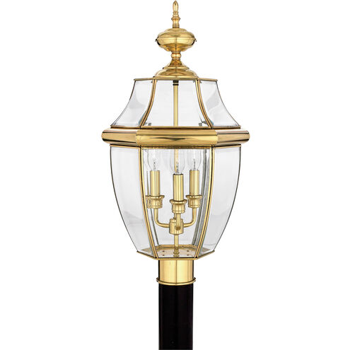Newbury 3 Light 23 inch Polished Brass Outdoor Post Lantern