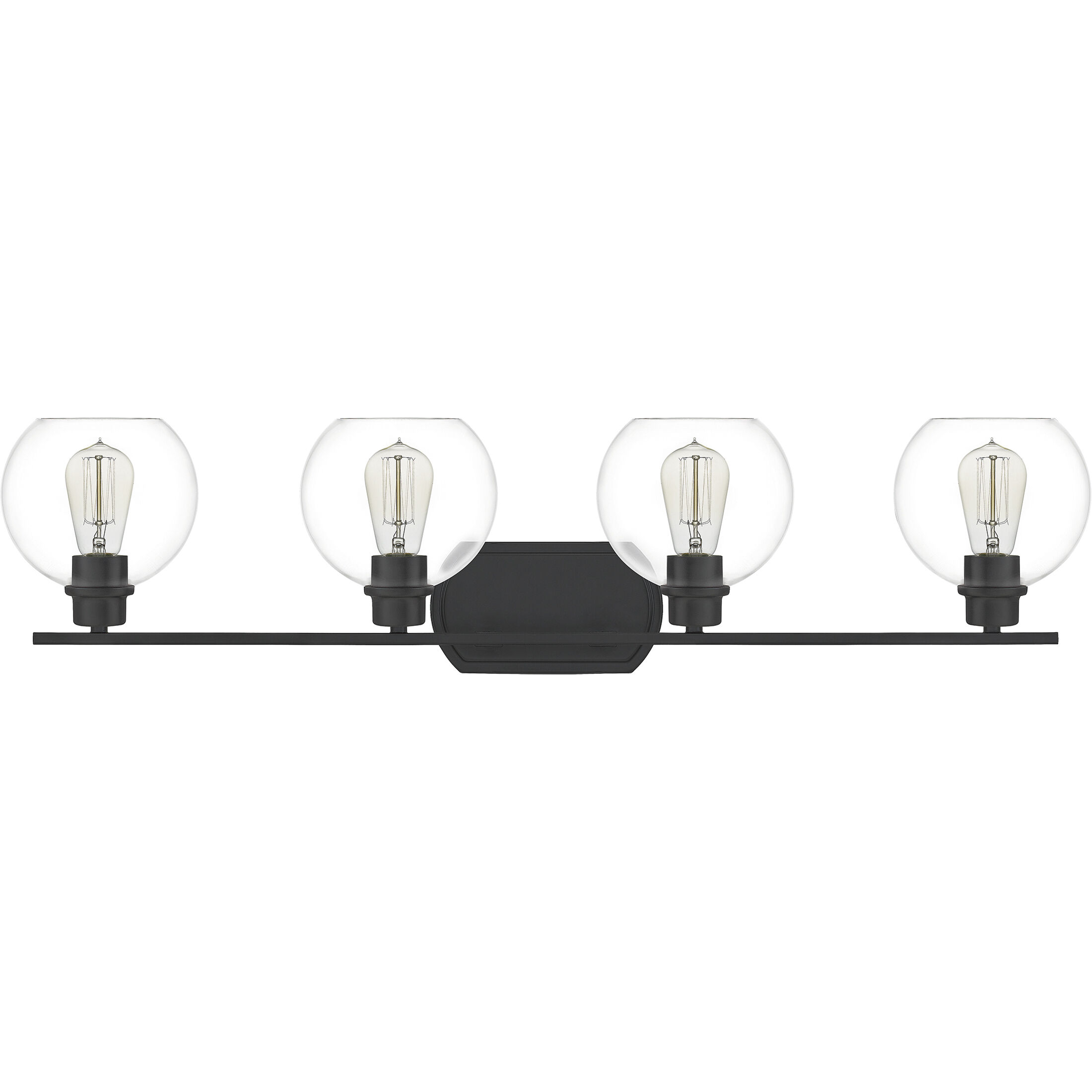 Pruitt 4 Light 36 inch Matte Black Bath Light Wall Light in Clear Glass