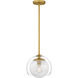 Eslinger 1 Light 10 inch Brushed Gold Mini Pendant Ceiling Light, Small