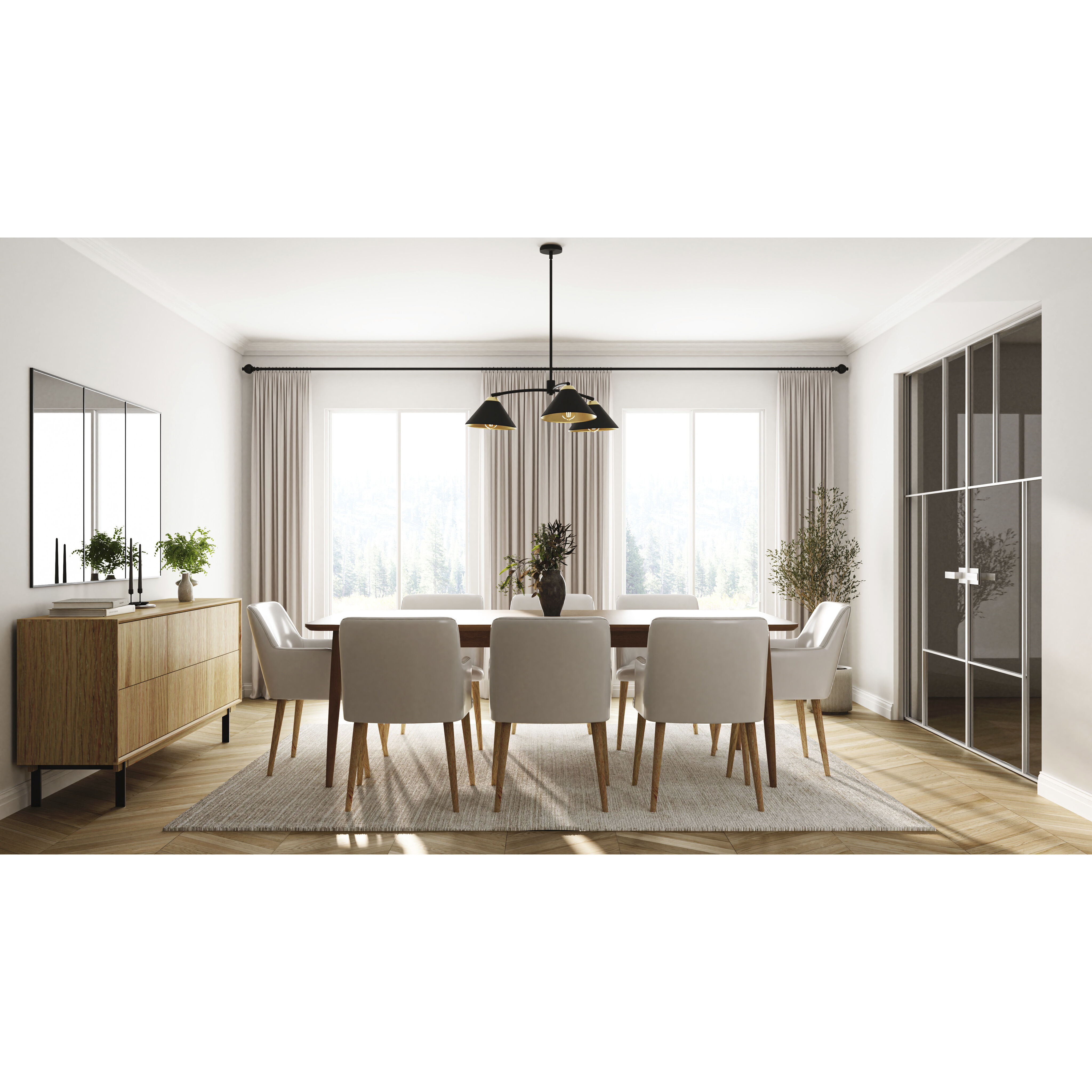 Alscott 3 Light 32 inch Matte Black Chandelier Ceiling Light