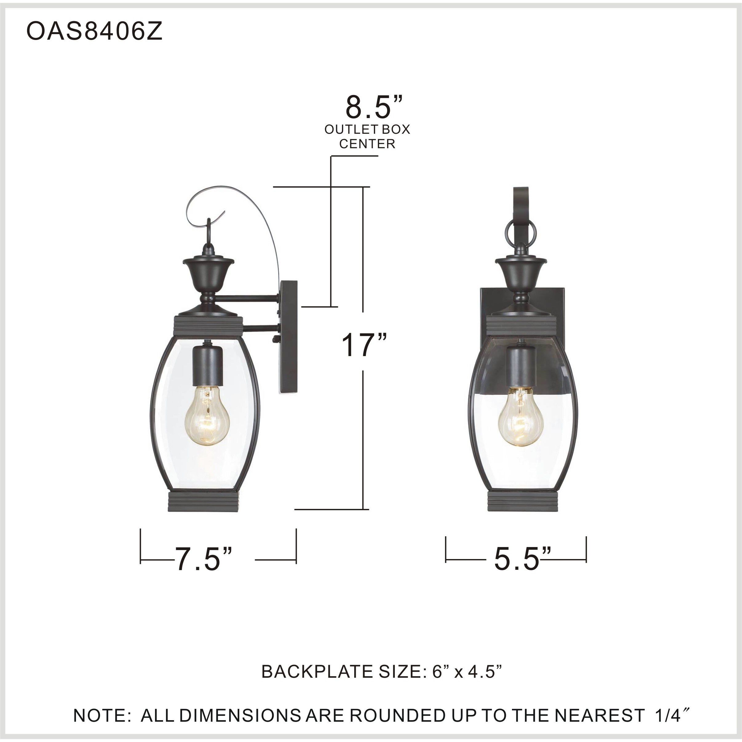 Oasis 1 Light 17 inch Medici Bronze Outdoor Wall Lantern