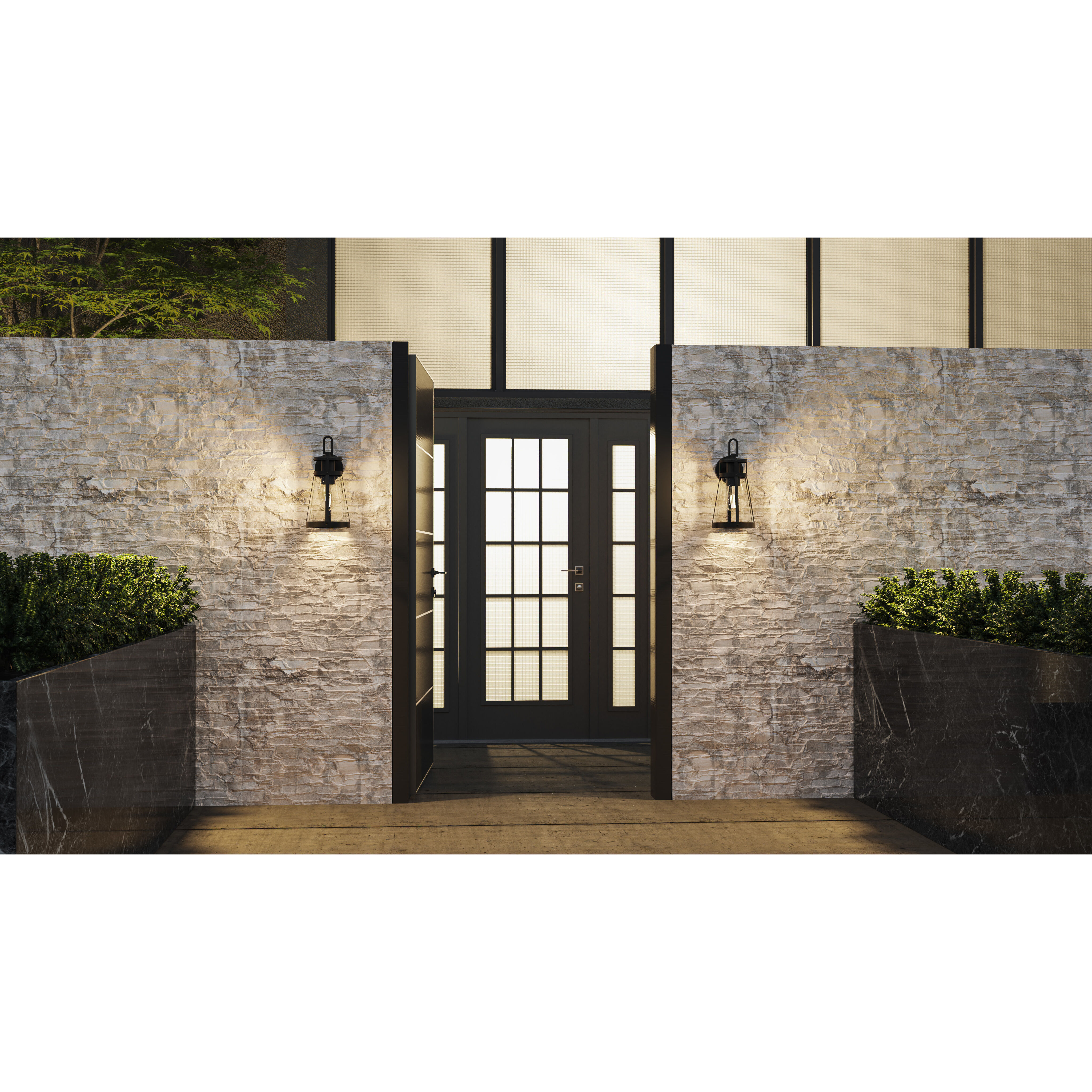 Barber 1 Light 15 inch Matte Black Outdoor Wall Lantern