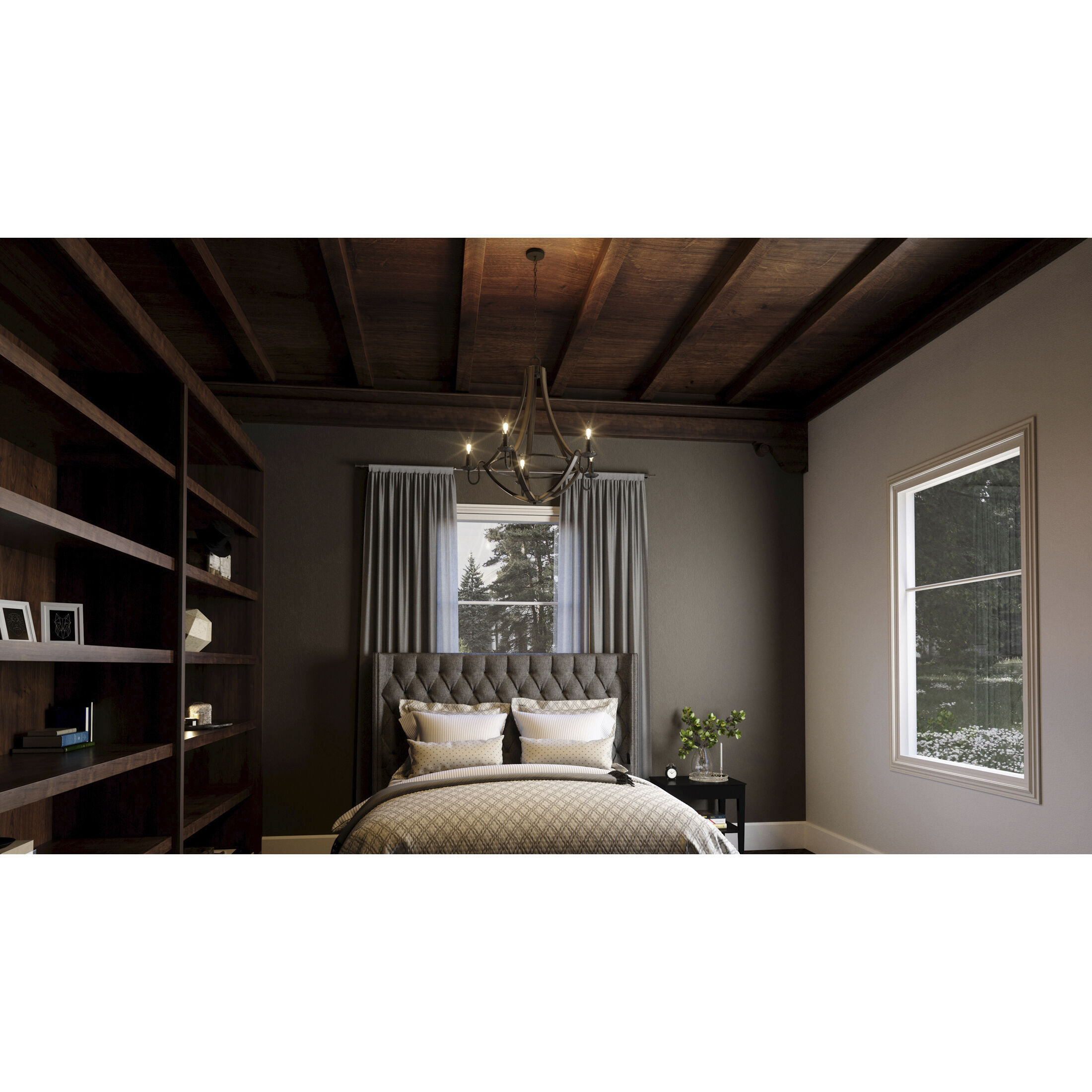 Shire 5 Light 27 inch Rustic Black Chandelier Ceiling Light