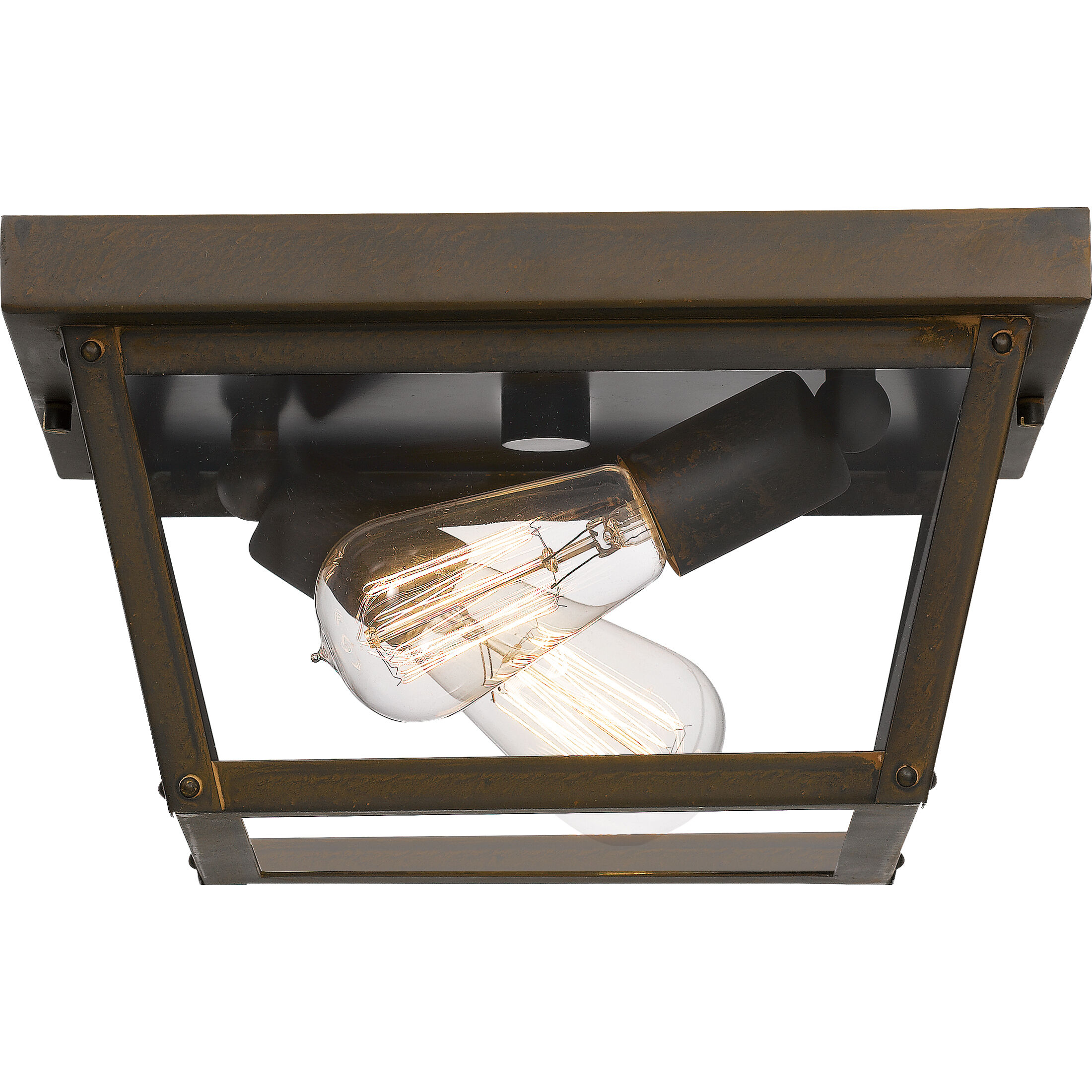 Rue De Royal 2 Light 11.5 inch Industrial Bronze Flush Mount Ceiling Light