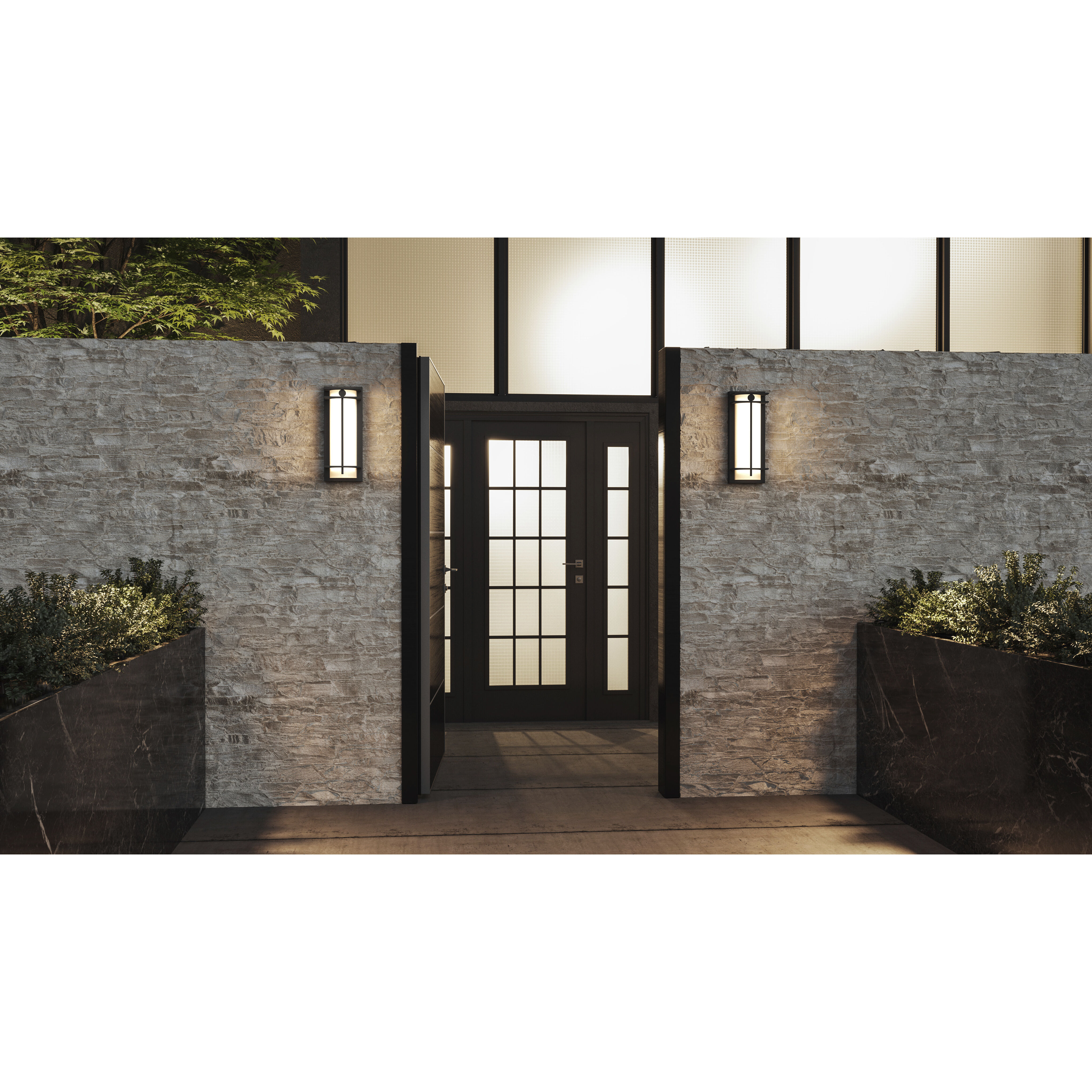 Syndall Outdoor Wall Lantern in Earth Black, Medium