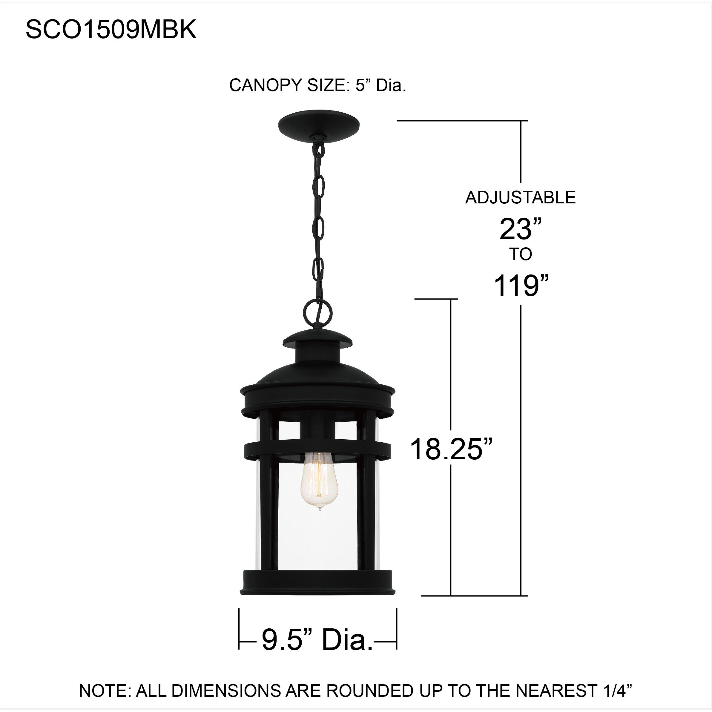 Scout 1 Light 9.5 inch Matte Black Mini Pendant Ceiling Light, Small