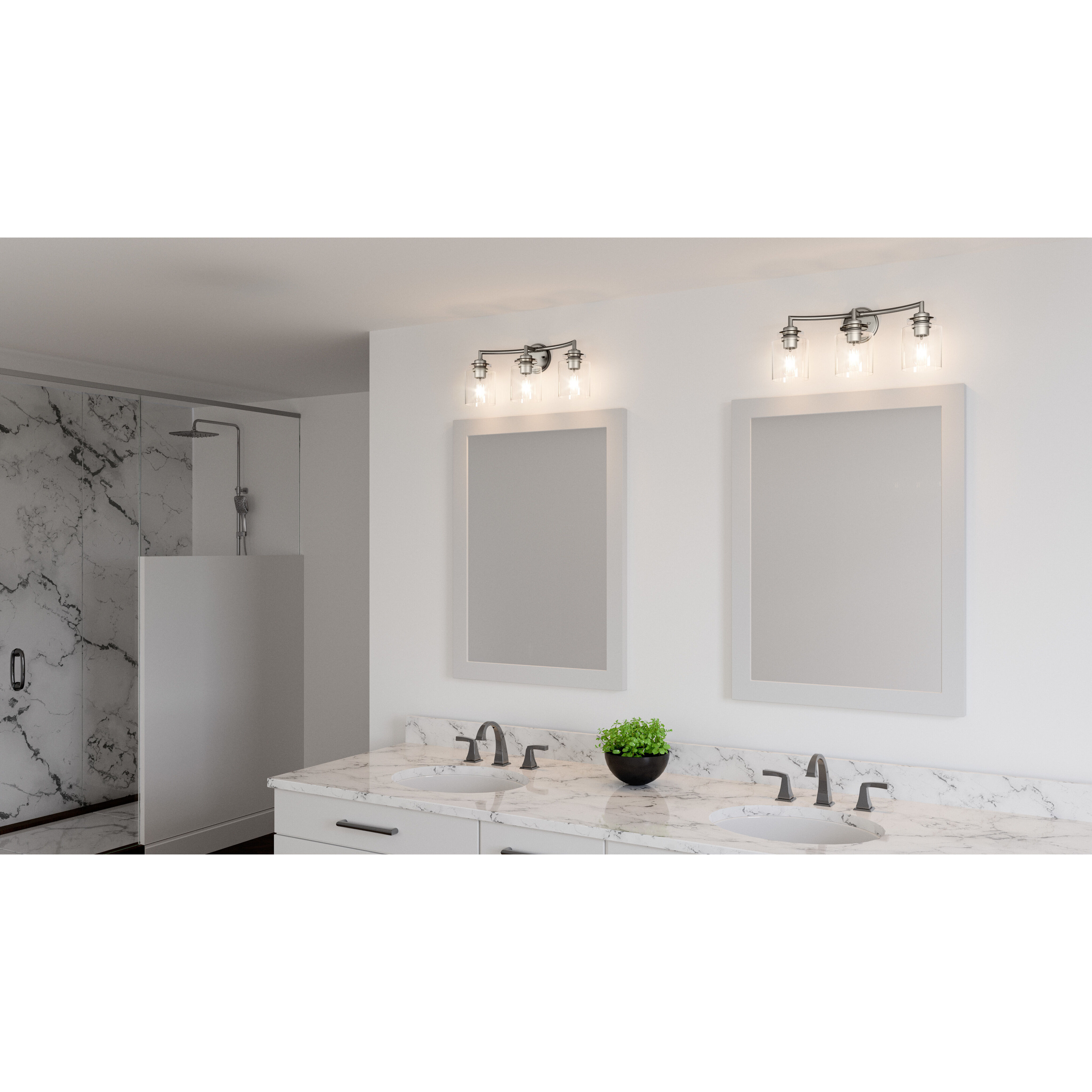 Jaspar 3 Light 23 inch Antique Nickel Bath Light Wall Light