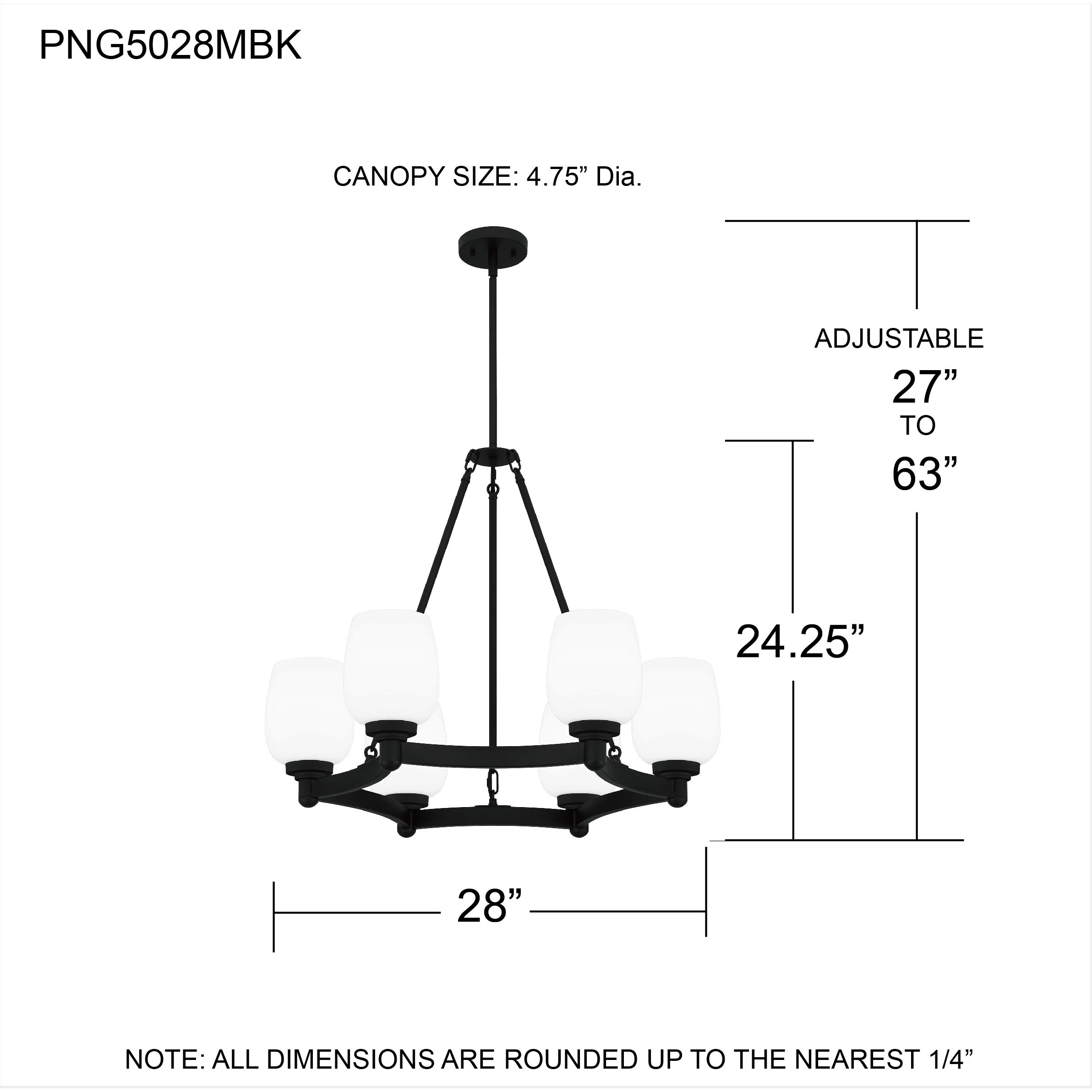 Penning 6 Light 28 inch Matte Black Chandelier Ceiling Light