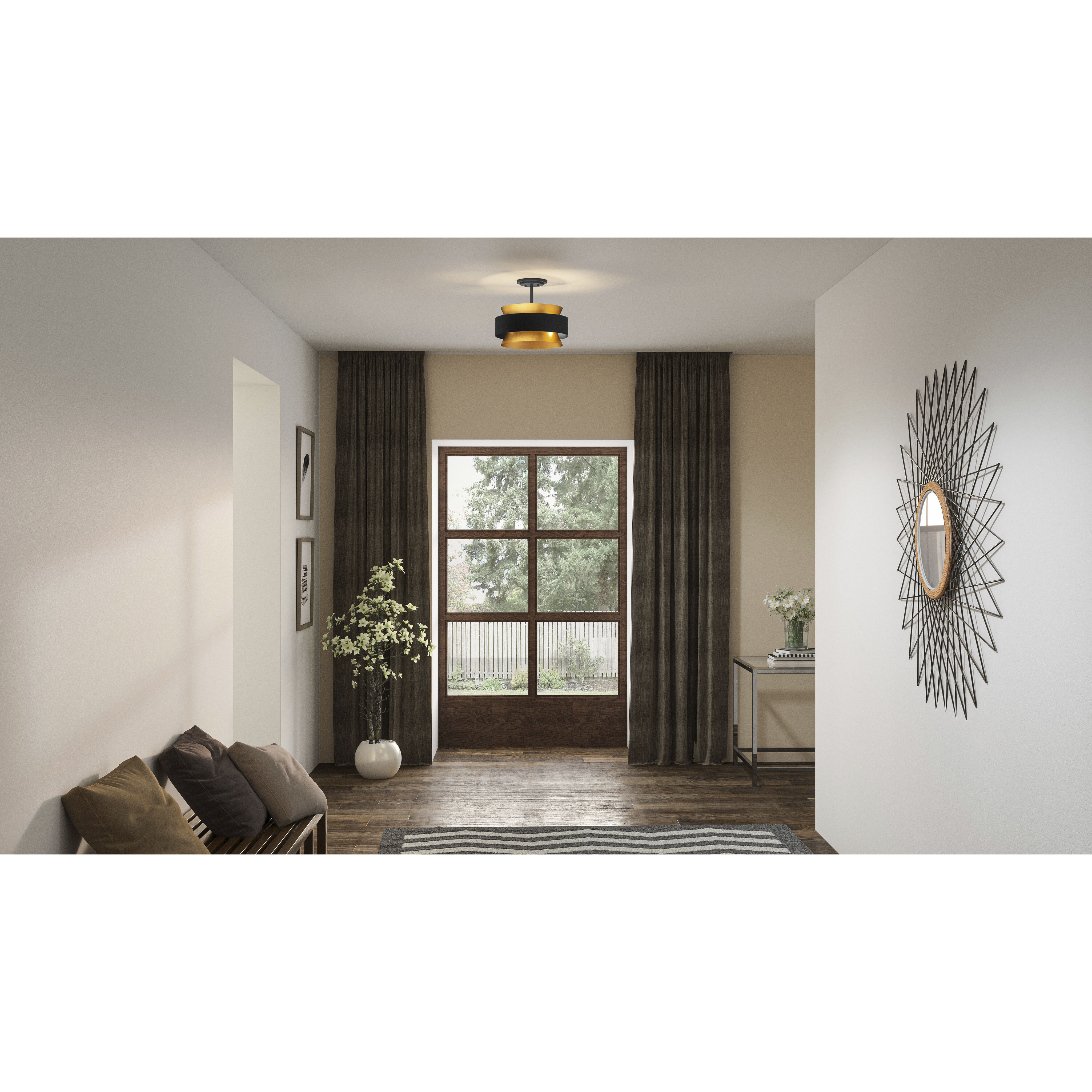 Hagley 3 Light 15 inch Earth Black Semi-Flush Mount Ceiling Light
