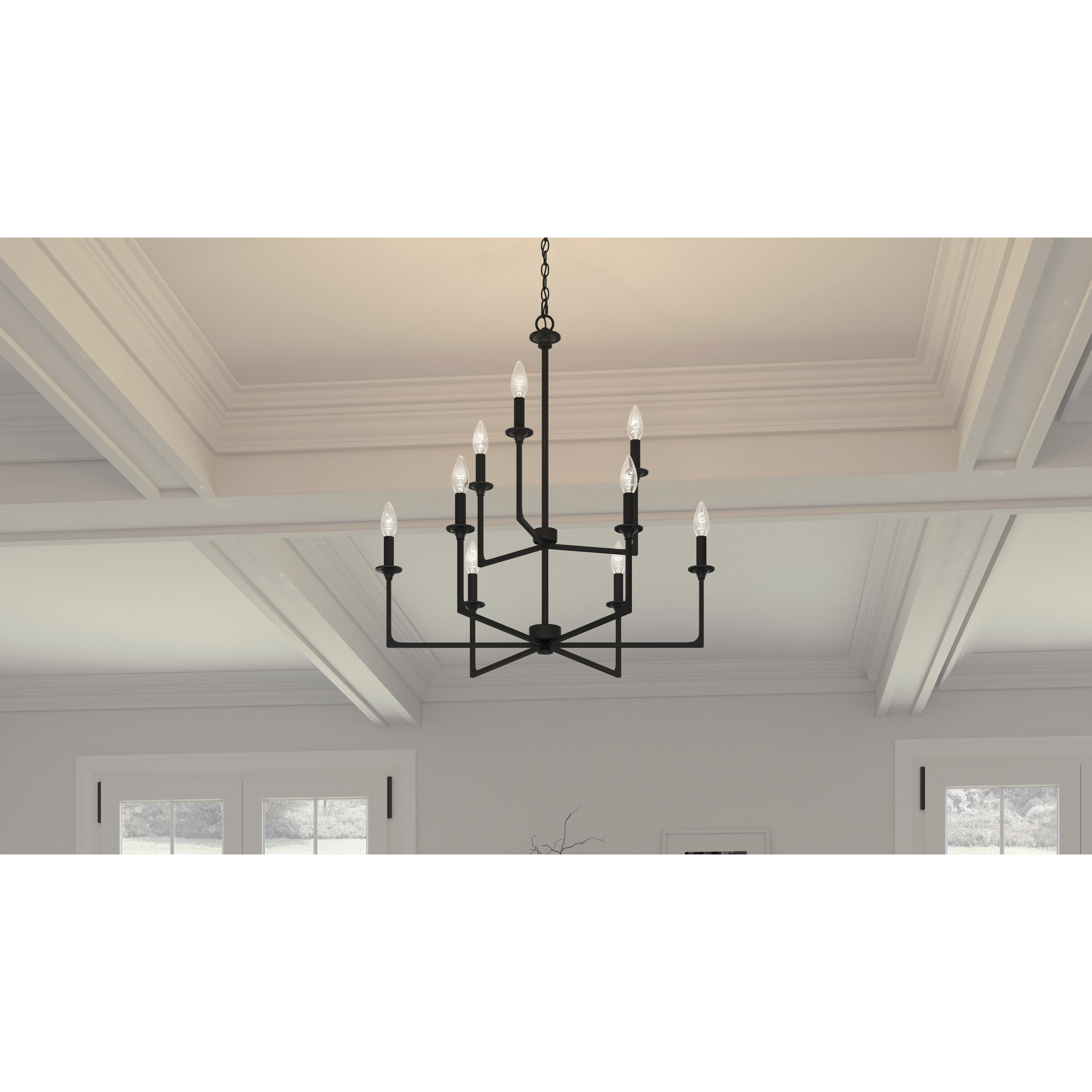 Prescott 9 Light 32 inch Matte Black Chandelier Ceiling Light