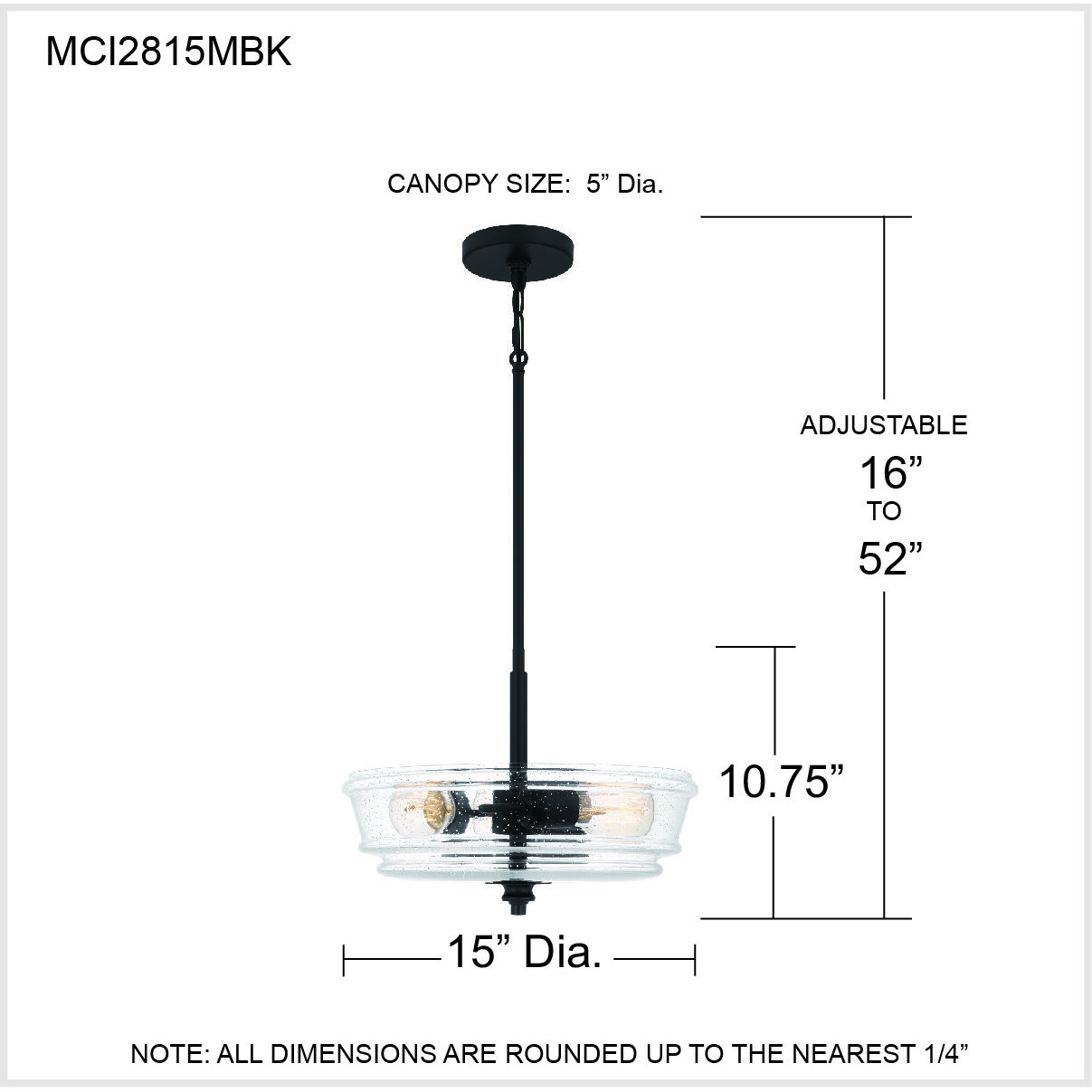 McIntire 3 Light 15 inch Matte Black Pendant Ceiling Light