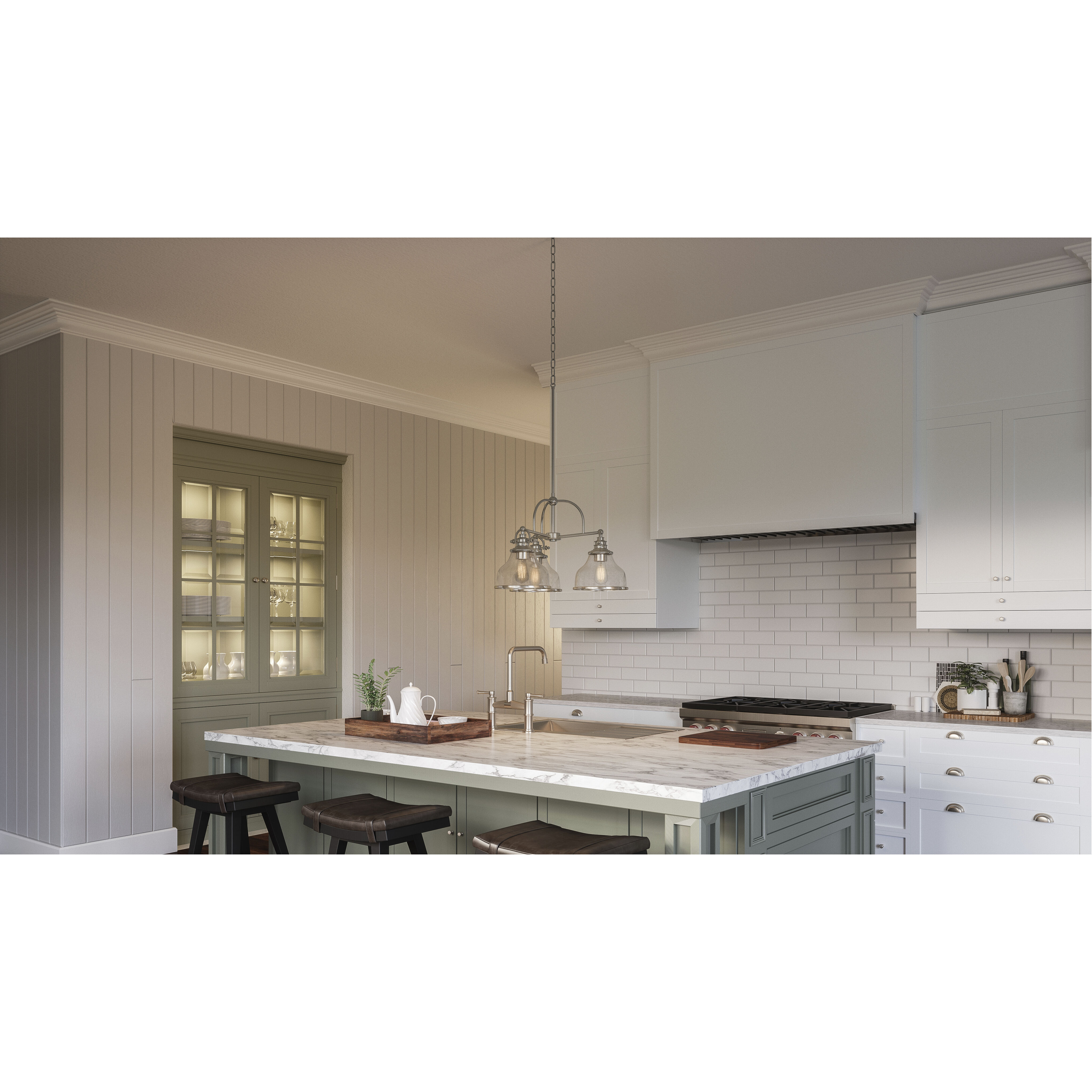 Grant 3 Light 24 inch Brushed Nickel Dinette Chandelier Ceiling Light