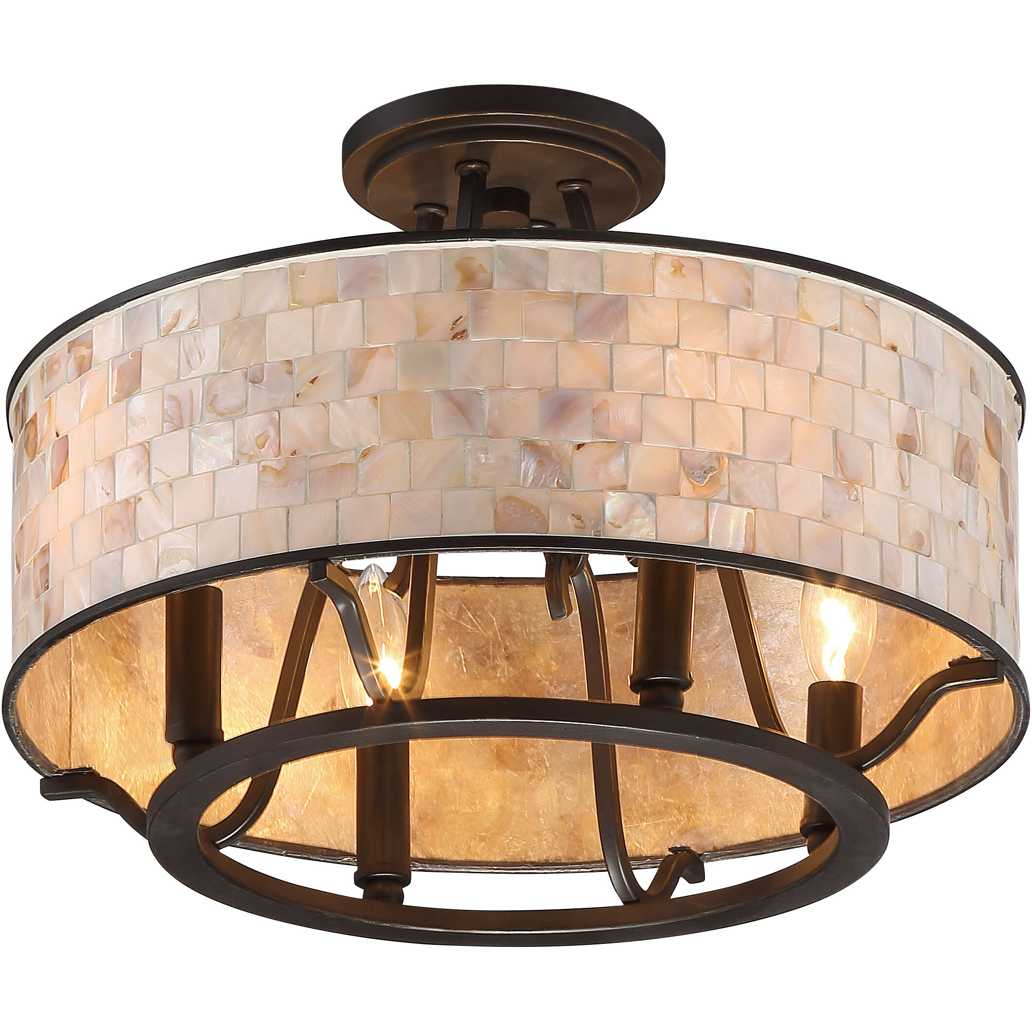 Aristocrat 4 Light 16 inch Palladian Bronze Semi-Flush Mount Ceiling Light, Naturals