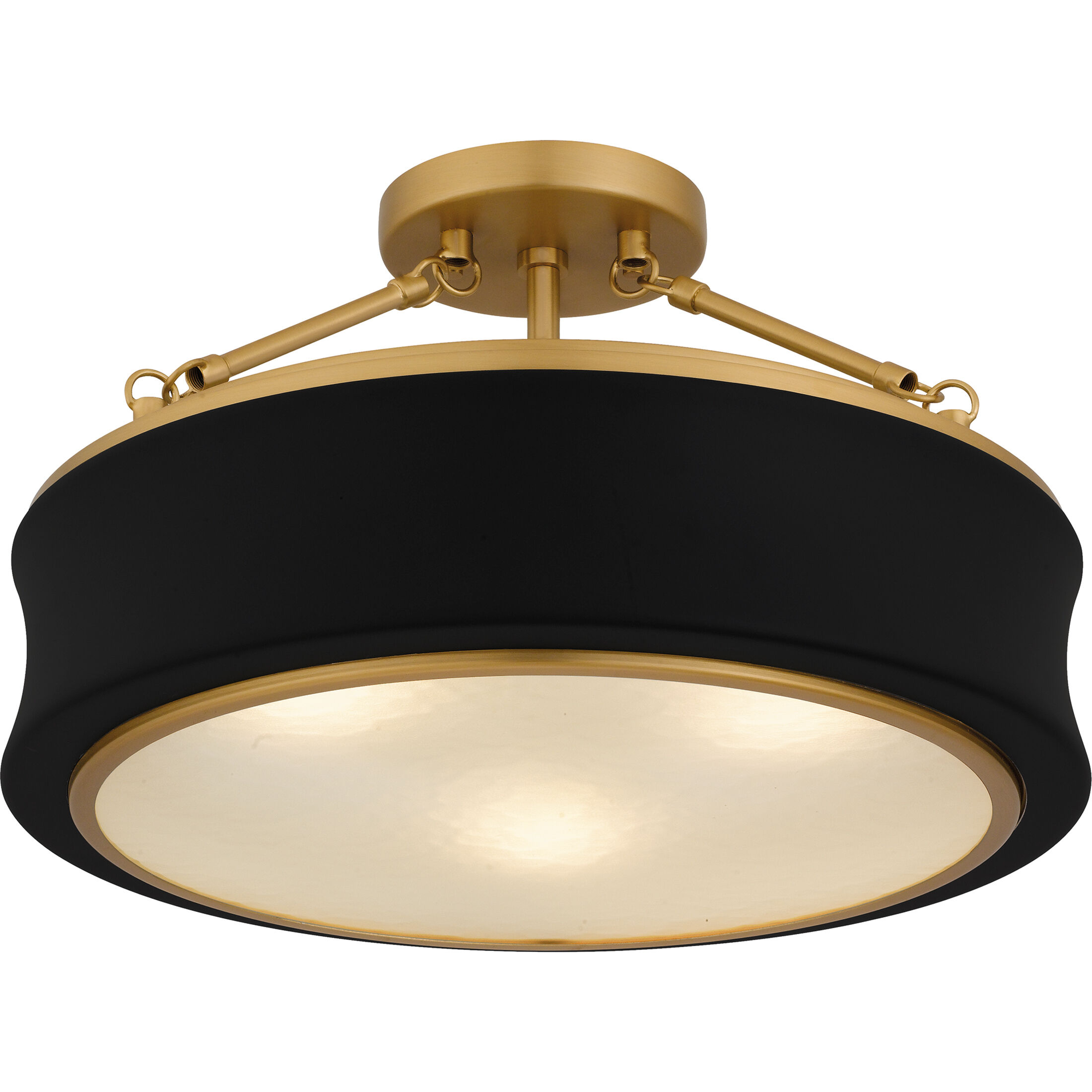 Dylan 3 Light 16 inch Matte Black Semi-Flush Mount Ceiling Light, Medium