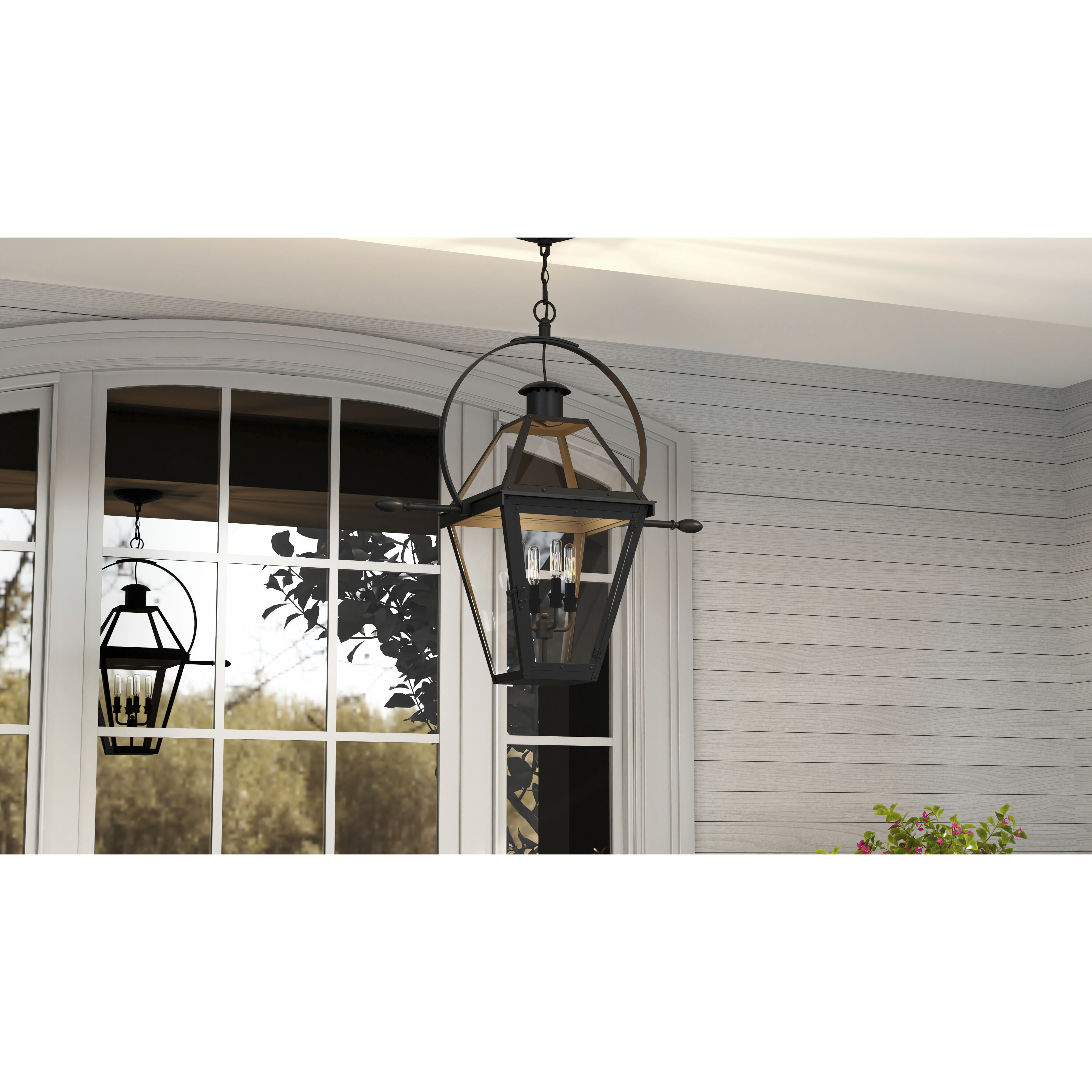 Rue De Royal 4 Light 27.5 inch Earth Black Outdoor Hanging Lantern, Extra Large