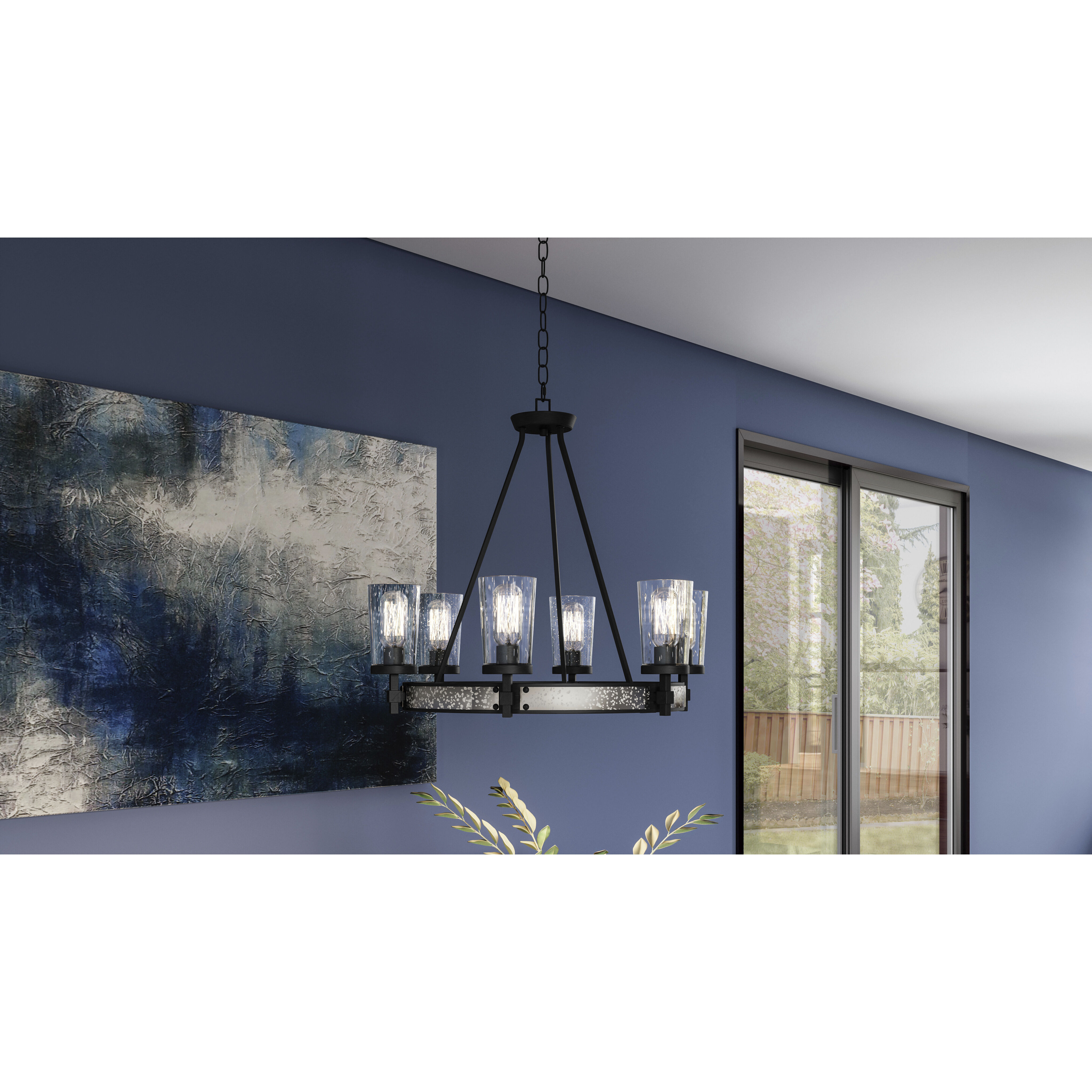 Alpine 6 Light 26 inch Earth Black Chandelier Ceiling Light