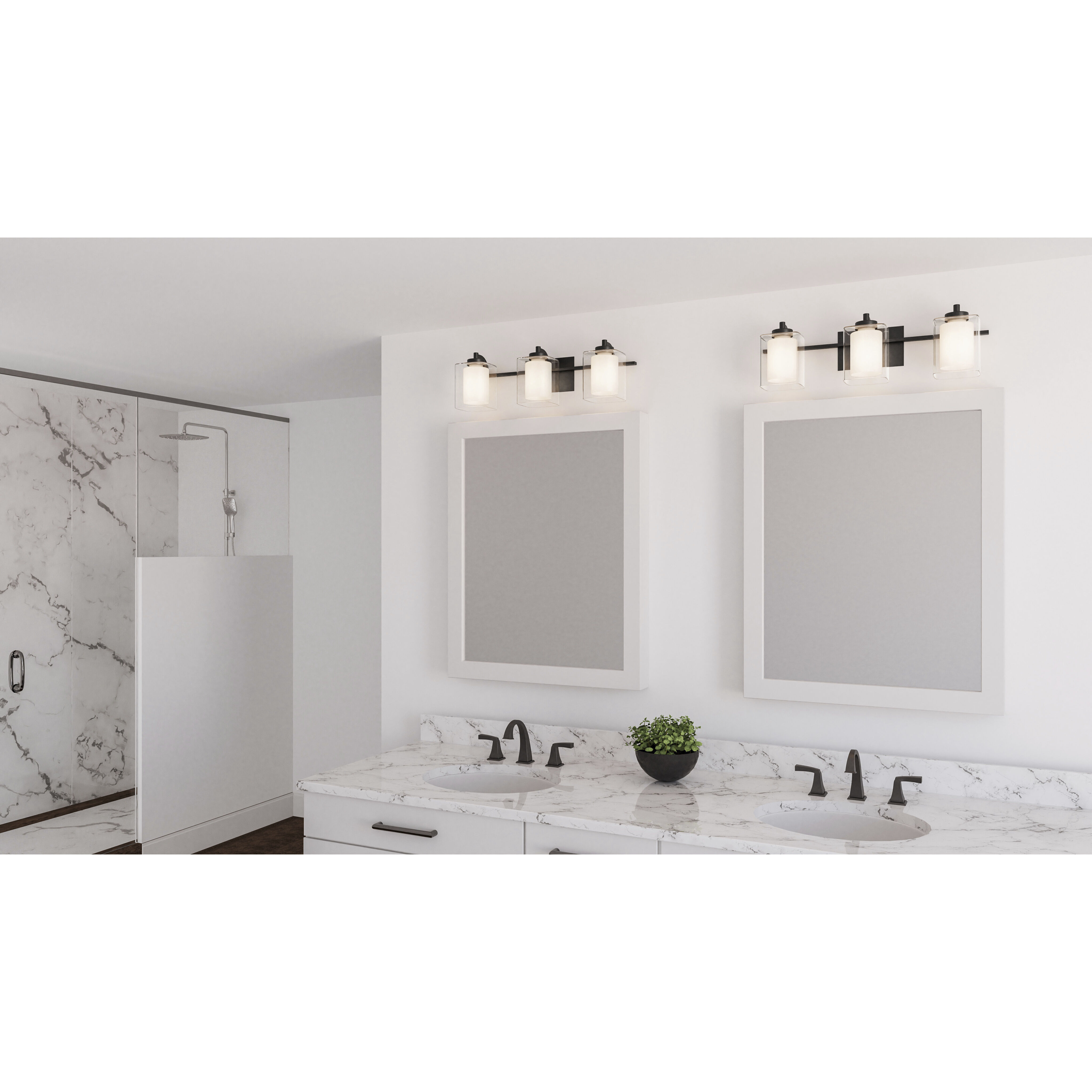 Kolt 3 Light 26 inch Matte Black Bath Light Wall Light