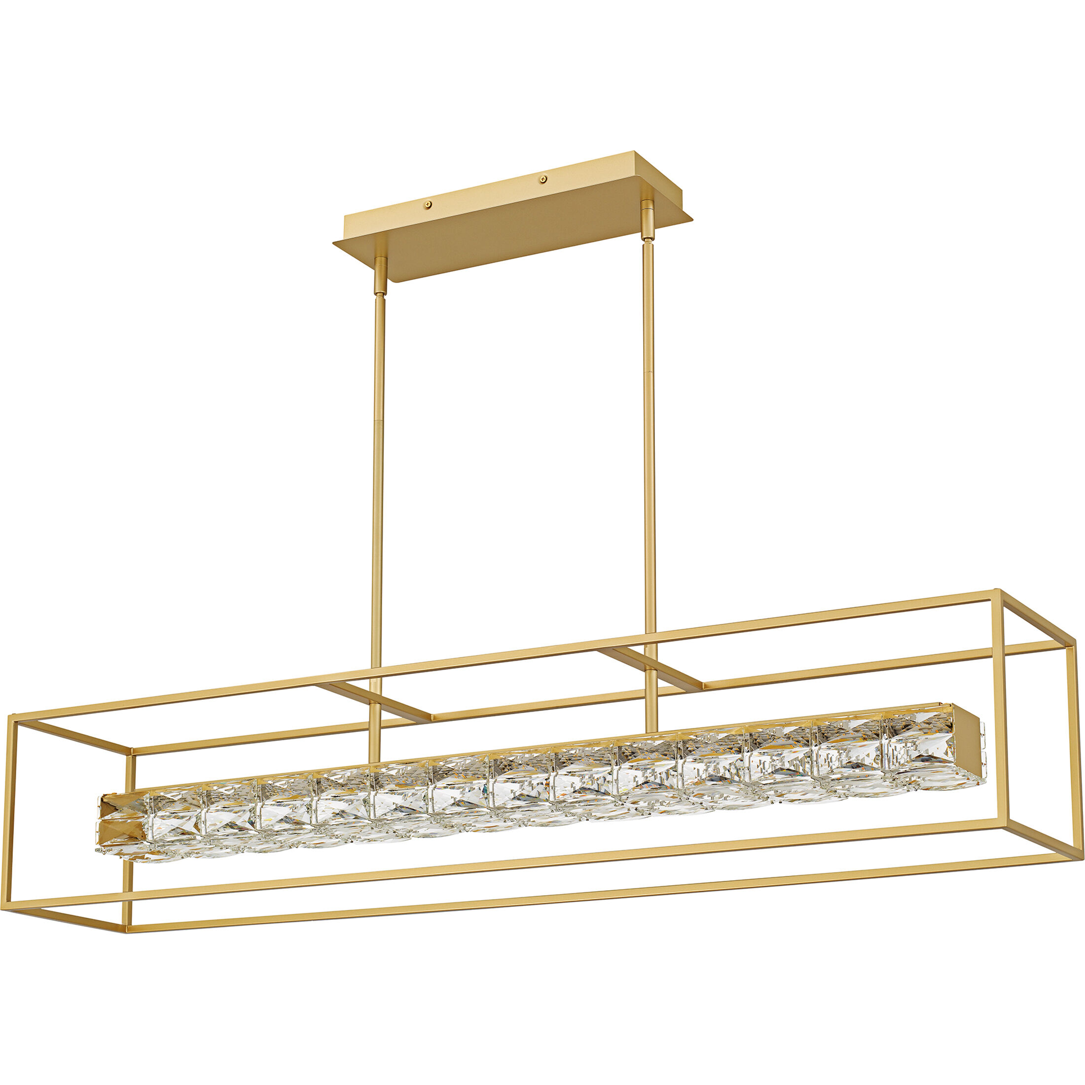 Dazzle LED 48 inch Soft Gold Linear Chandelier Ceiling Light, Large