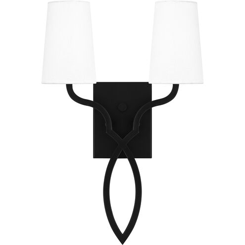 Wood 2 Light 12 inch Matte Black Wall Sconce Wall Light