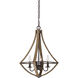 Shire 4 Light 18 inch Rustic Black Dinette Chandelier Ceiling Light