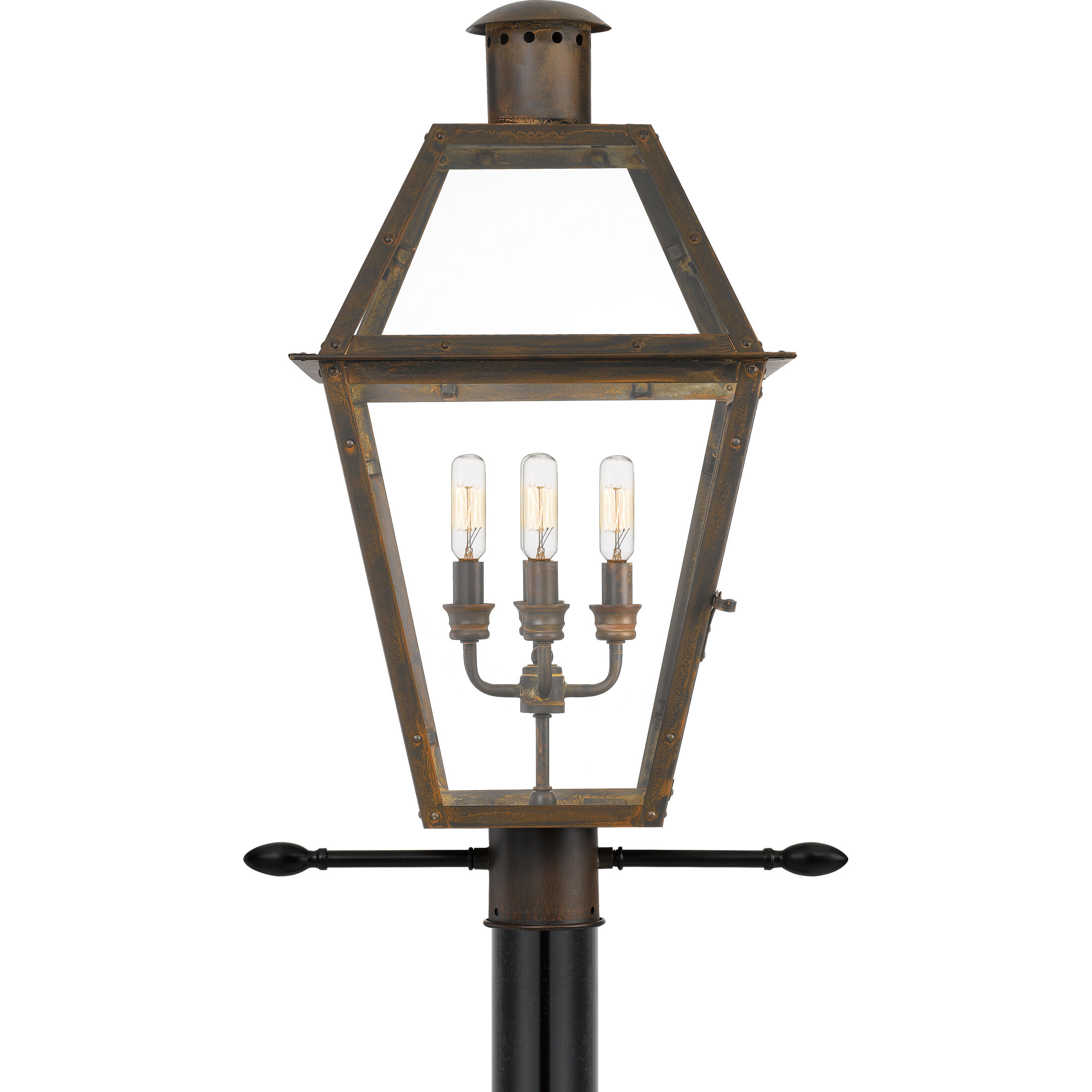 Rue De Royal 4 Light 26 inch Industrial Bronze Outdoor Post Lantern