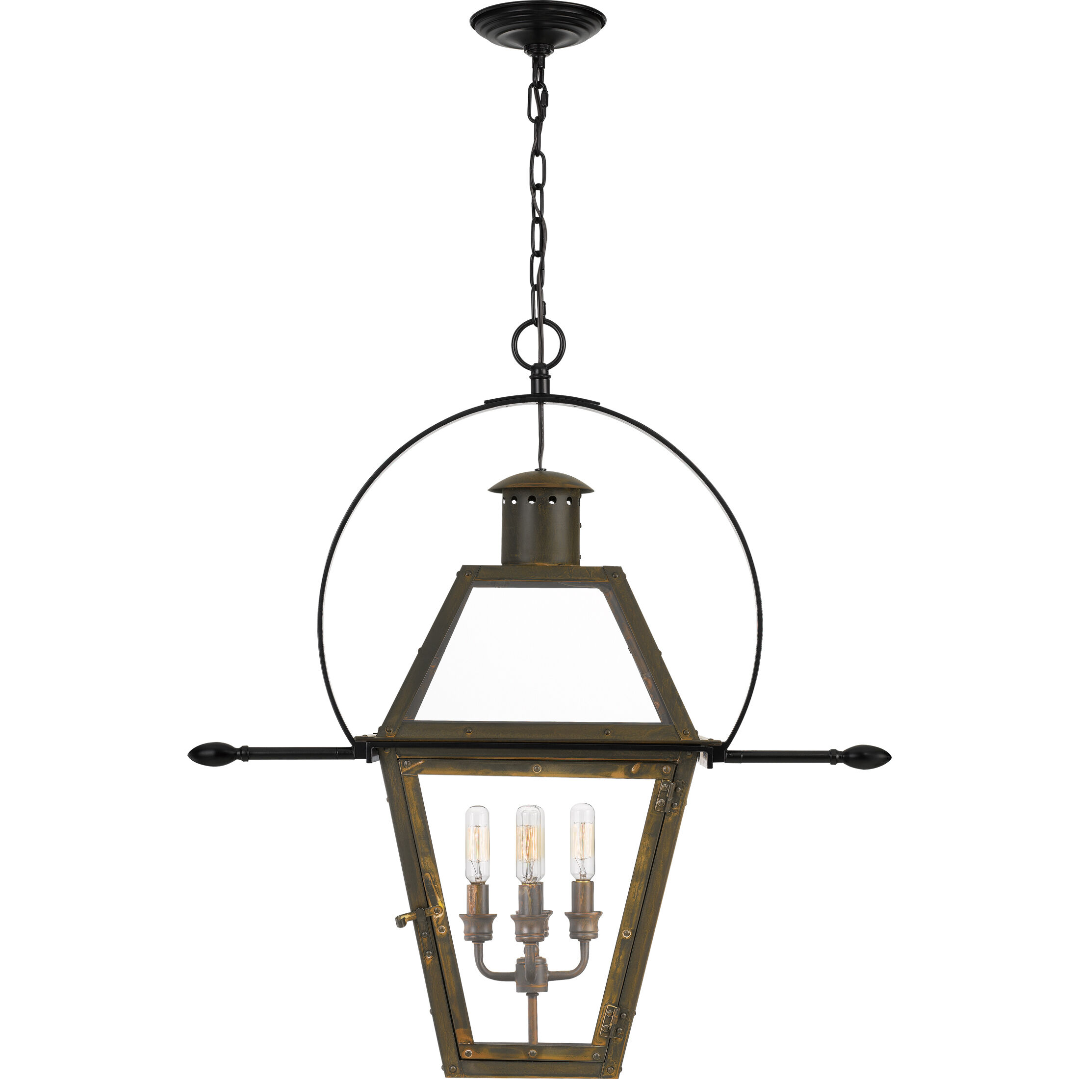 Rue De Royal 4 Light 28 inch Industrial Bronze Outdoor Hanging Lantern