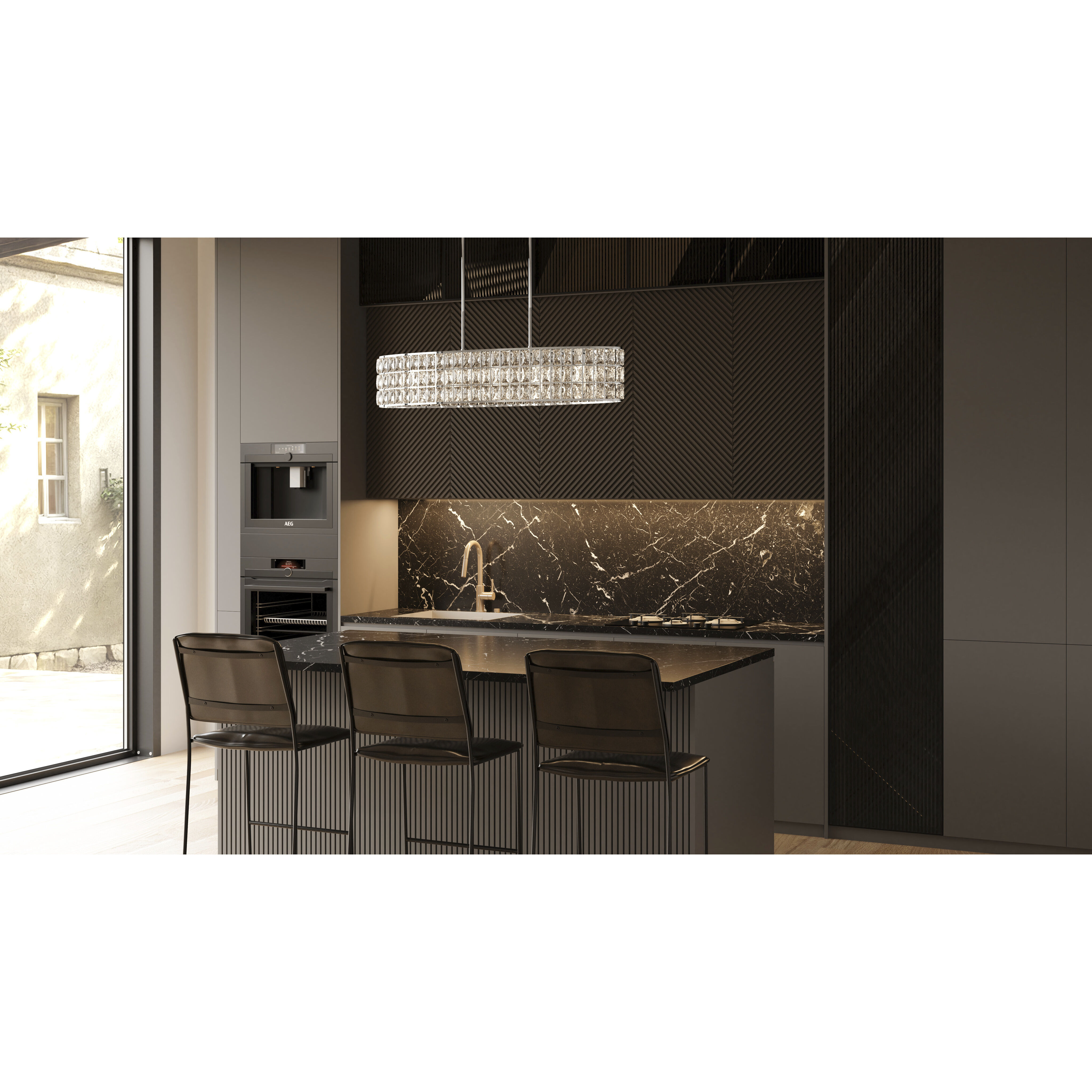 Gibson 5 Light 42 inch Polished Chrome Linear Chandelier Ceiling Light, Medium