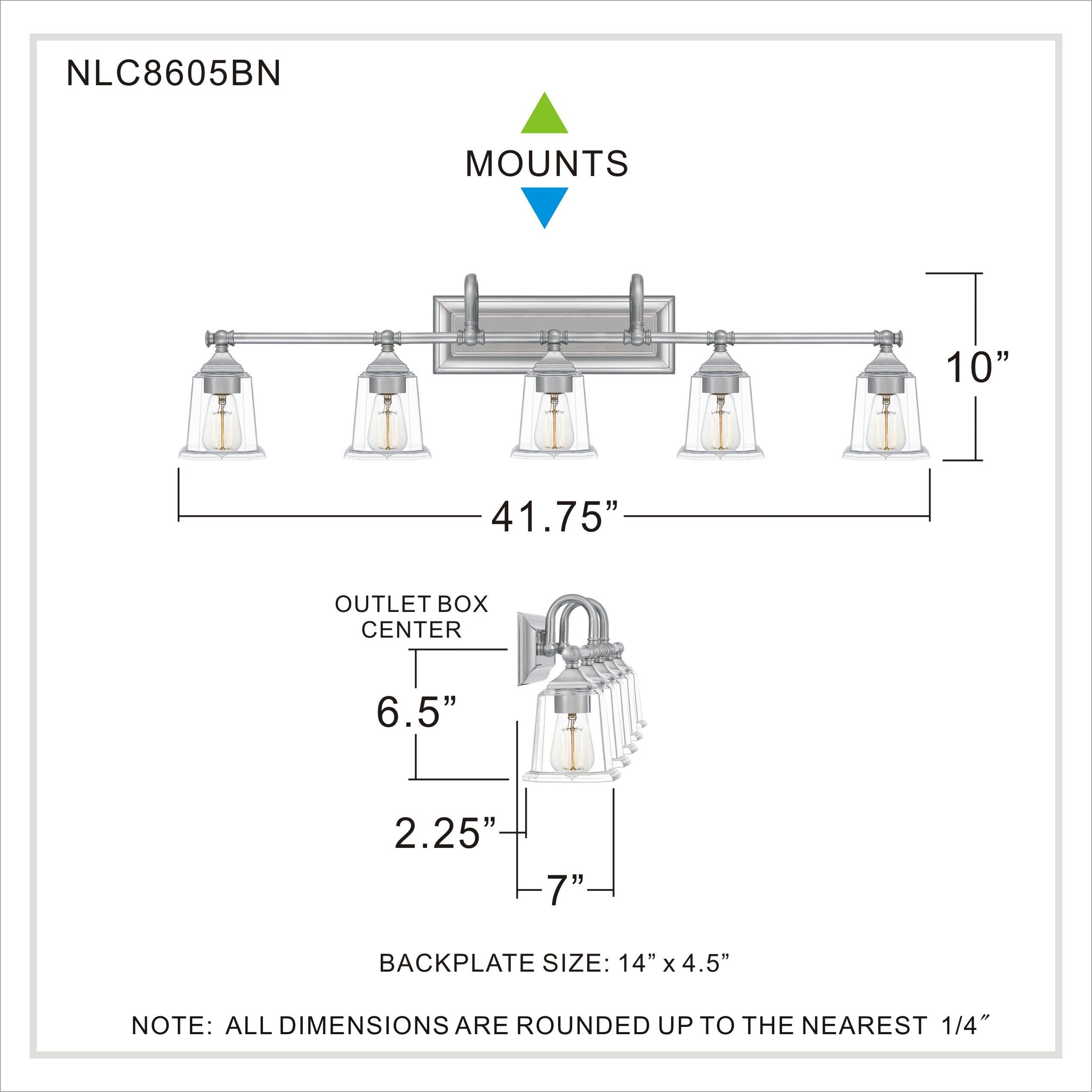Nicholas 5 Light 42 inch Brushed Nickel Bath Light Wall Light