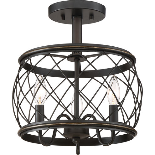 Dury 3 Light 12.5 inch Palladian Bronze Semi-Flush Mount Ceiling Light