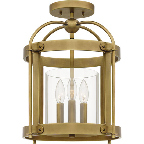 McPherson 3 Light 14 inch Weathered Brass Semi-Flush Mount Ceiling Light