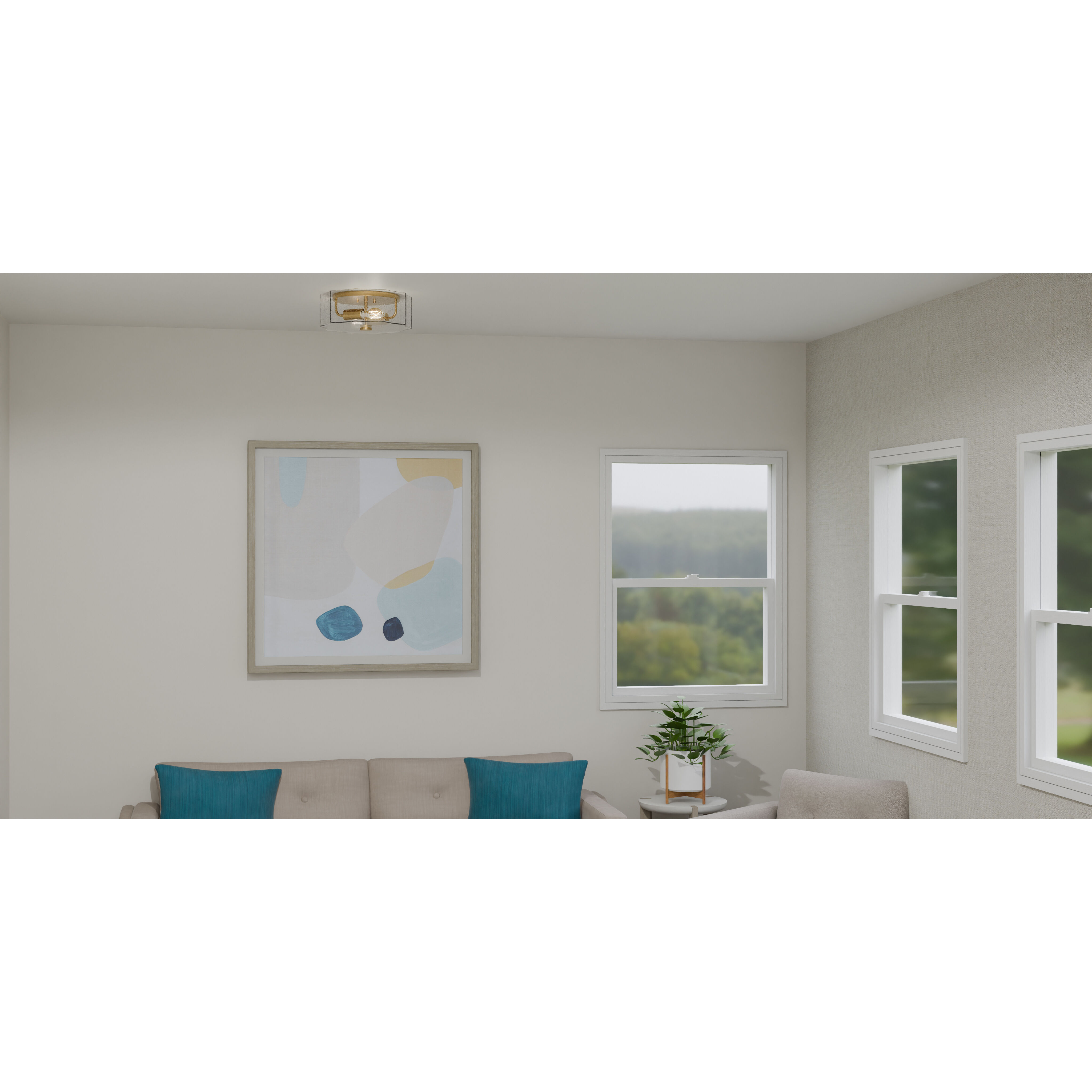 Kaplan 2 Light 14 inch Aged Brass Flush Mount Ceiling Light, Medium